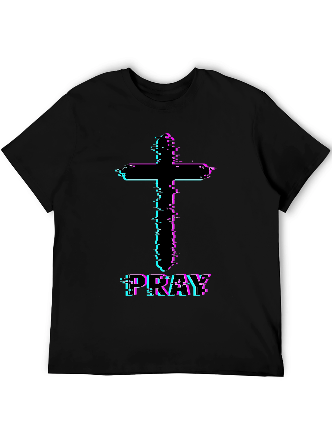 Pray Glitch Cross Graphic Tee