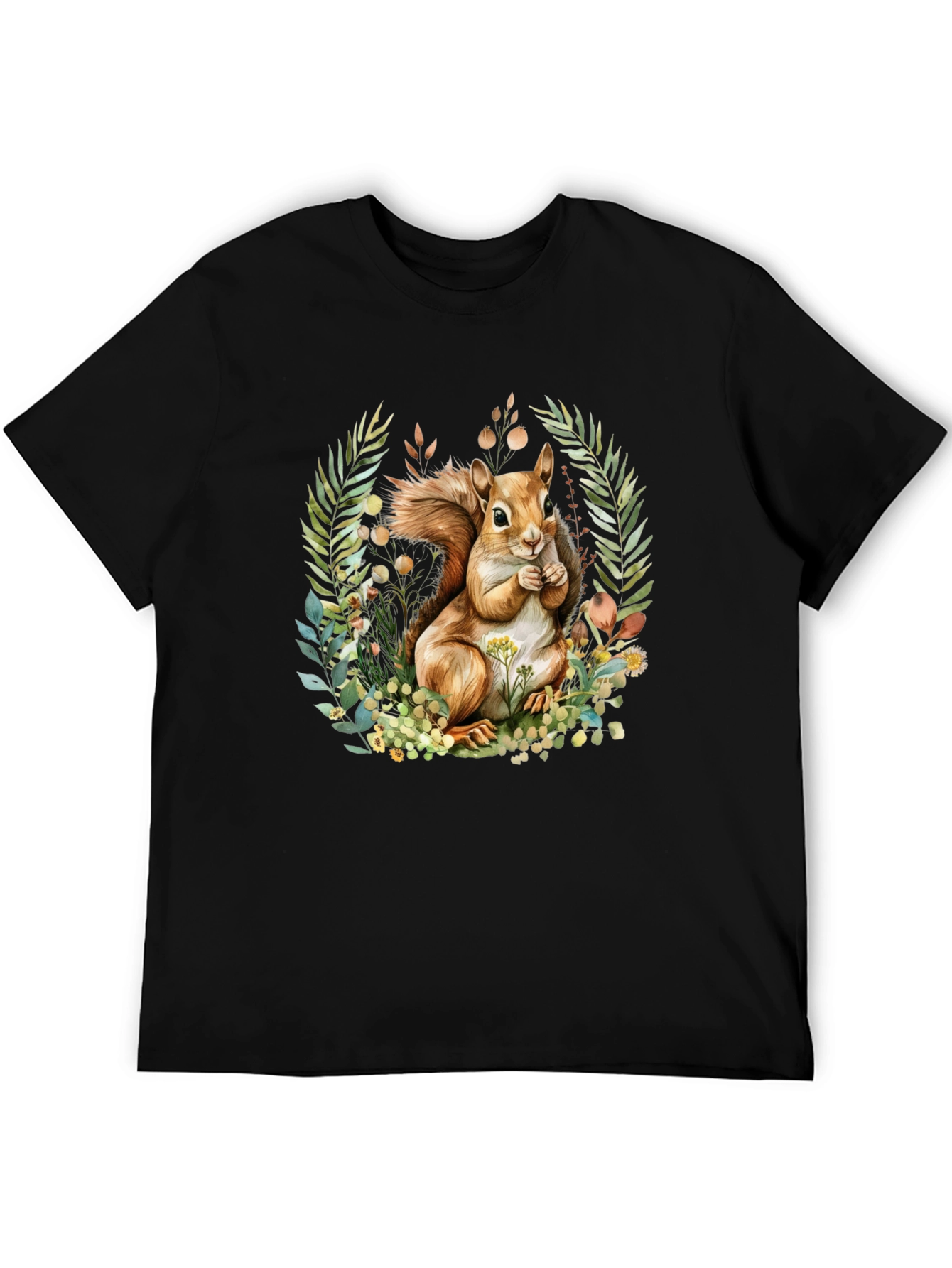 Squirrel & Floral Graphic T-Shirt