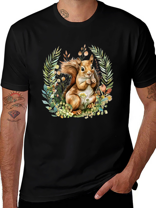 Squirrel & Floral Graphic T-Shirt