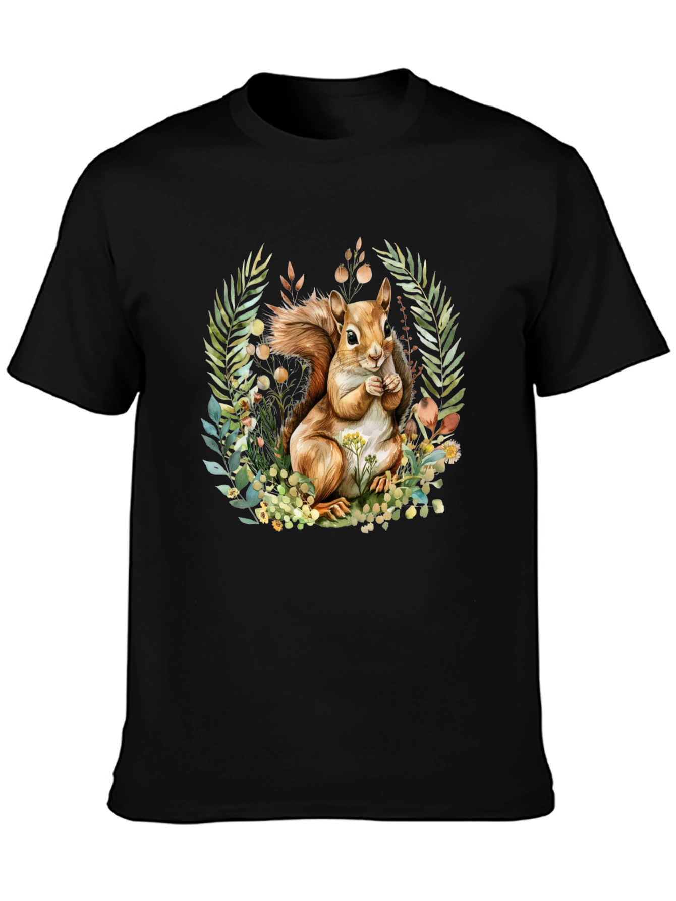 Squirrel & Floral Graphic T-Shirt