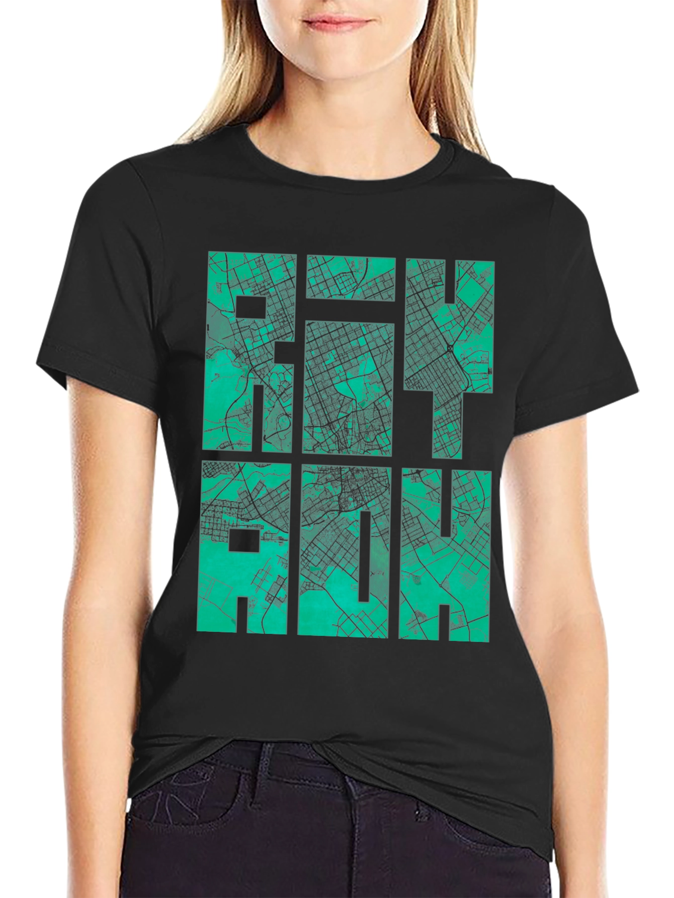 Raleigh Map T-Shirt - Cityscape Design