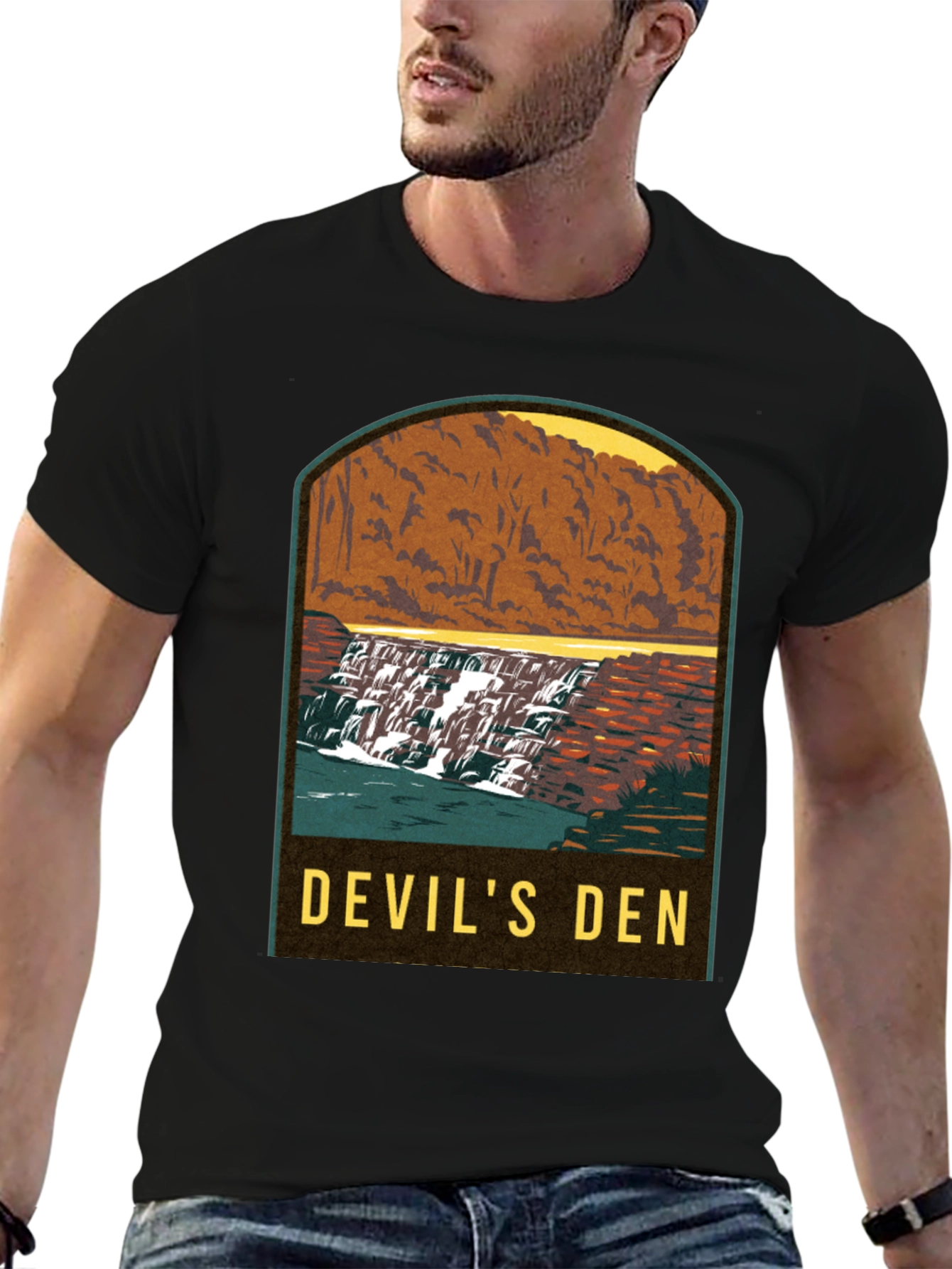 Devils Den Waterfall Graphic Tee - Black