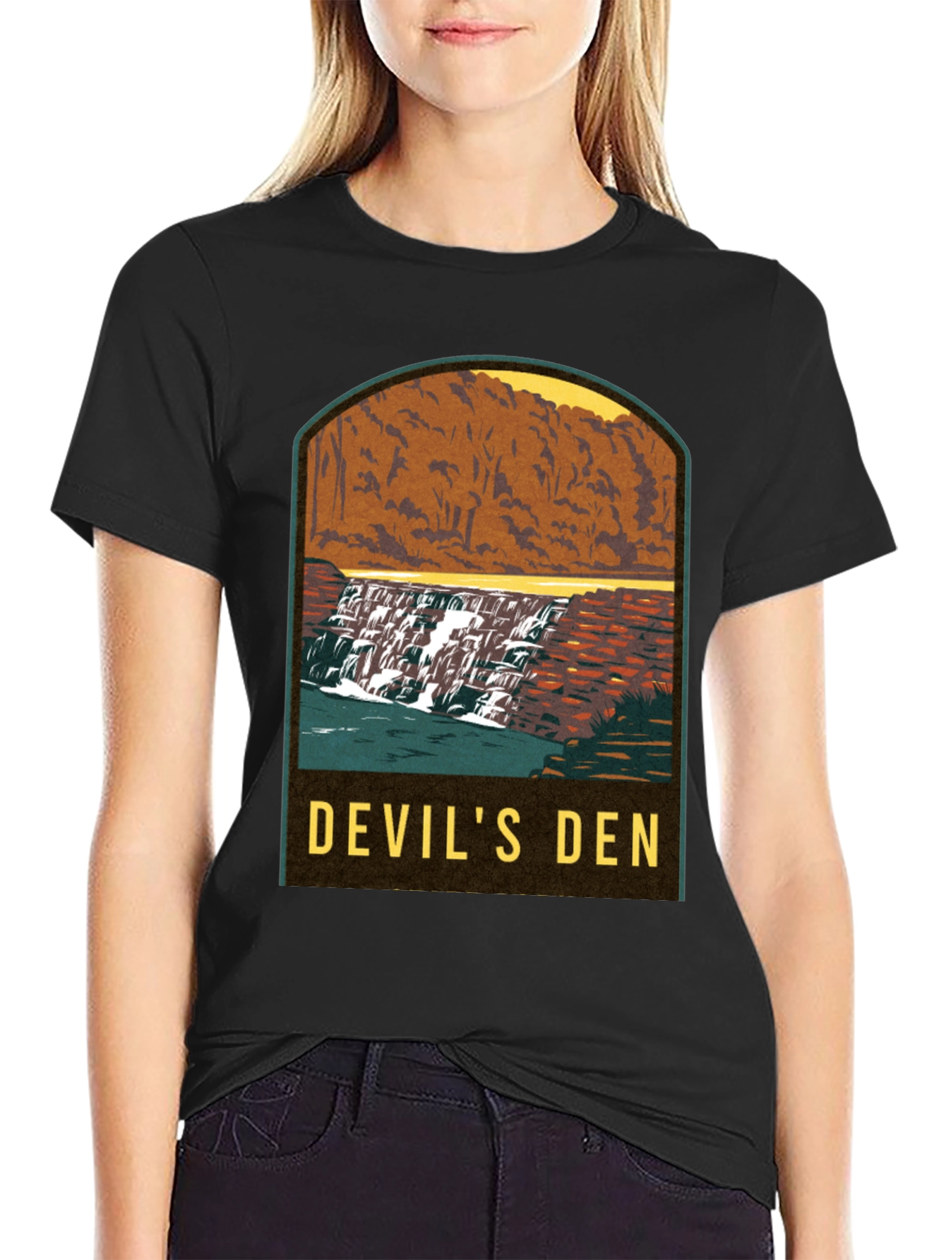 Devils Den Waterfall Graphic Tee - Black