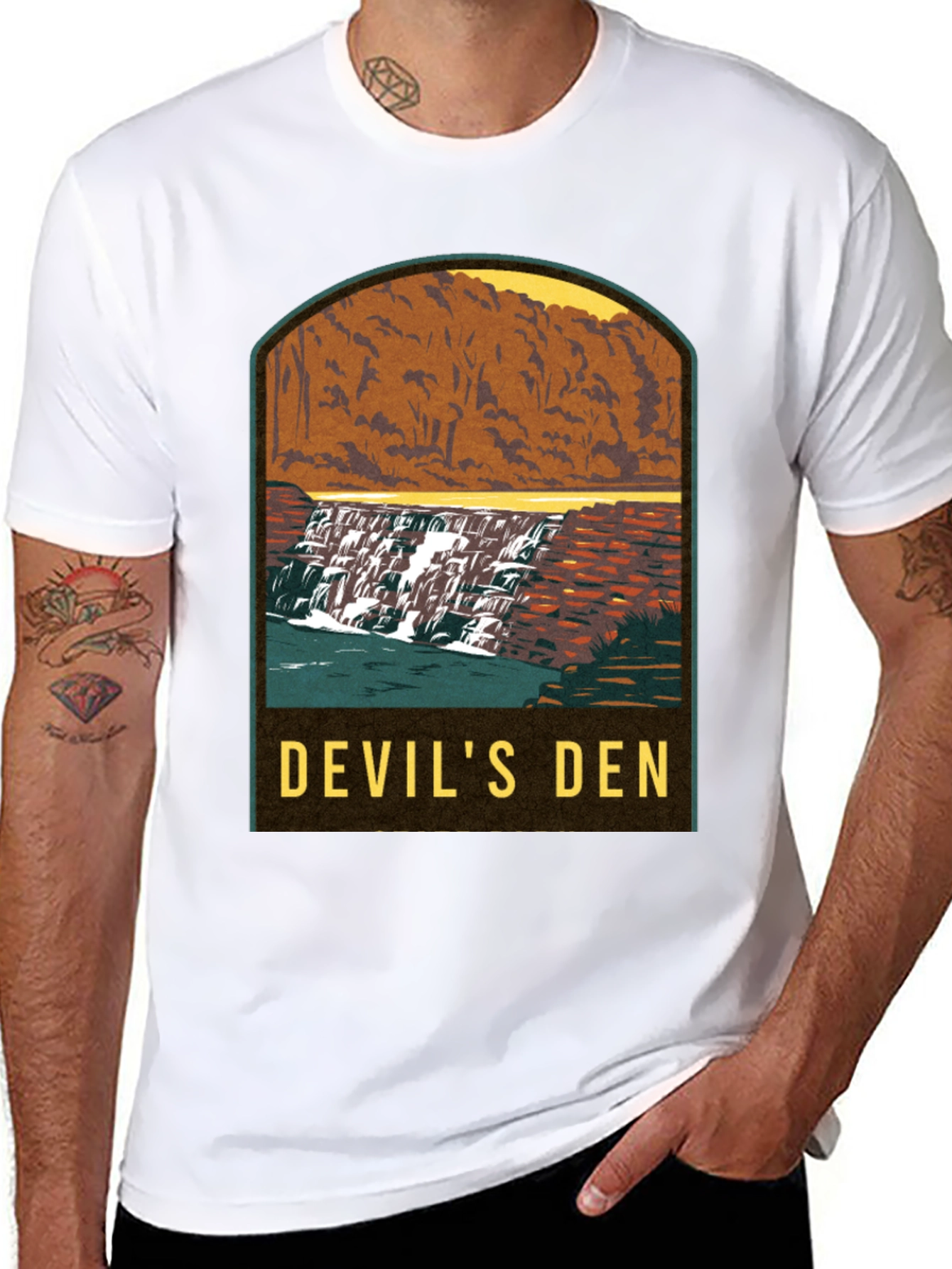 Devils Den Waterfall Graphic Tee - Black