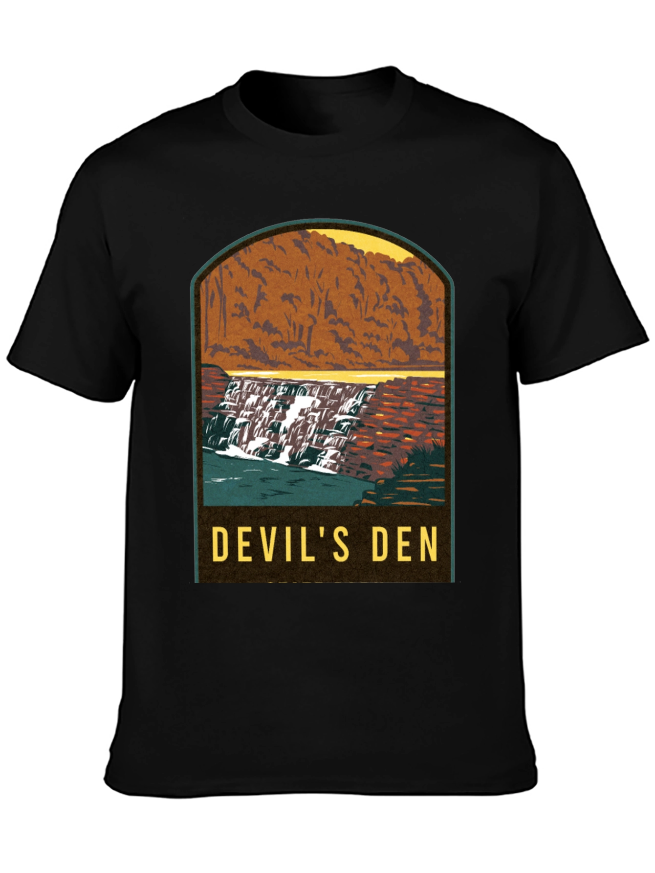 Devils Den Waterfall Graphic Tee - Black