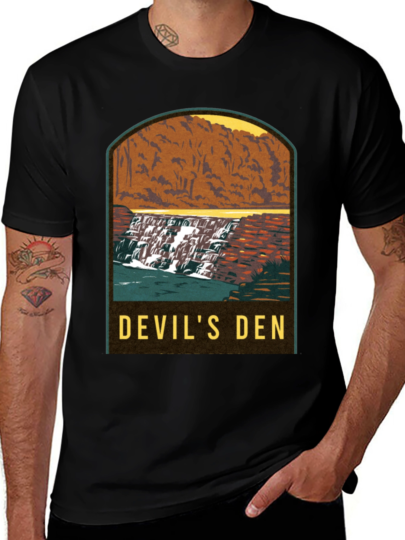Devils Den Waterfall Graphic Tee - Black