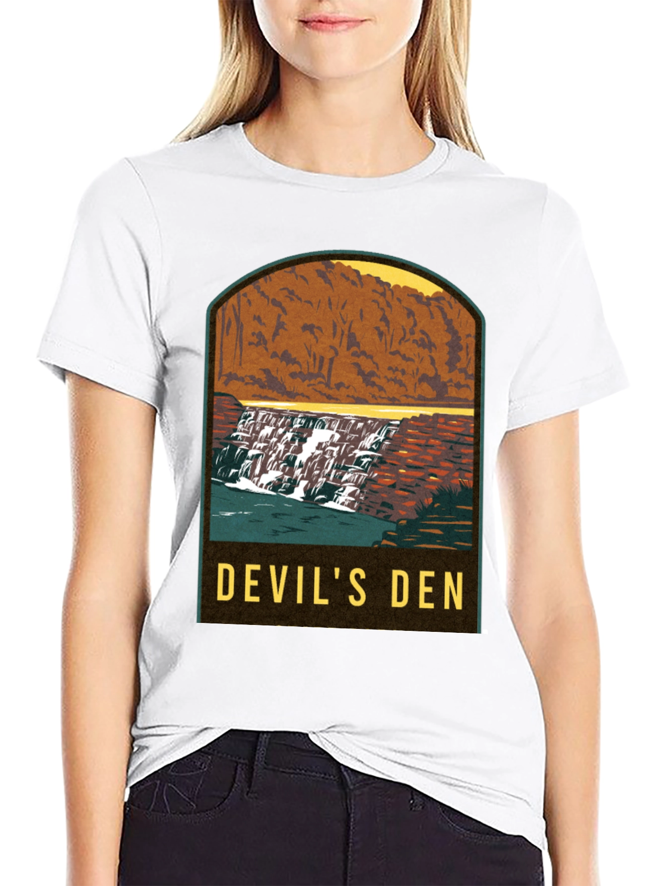 Devils Den Waterfall Graphic Tee - Black