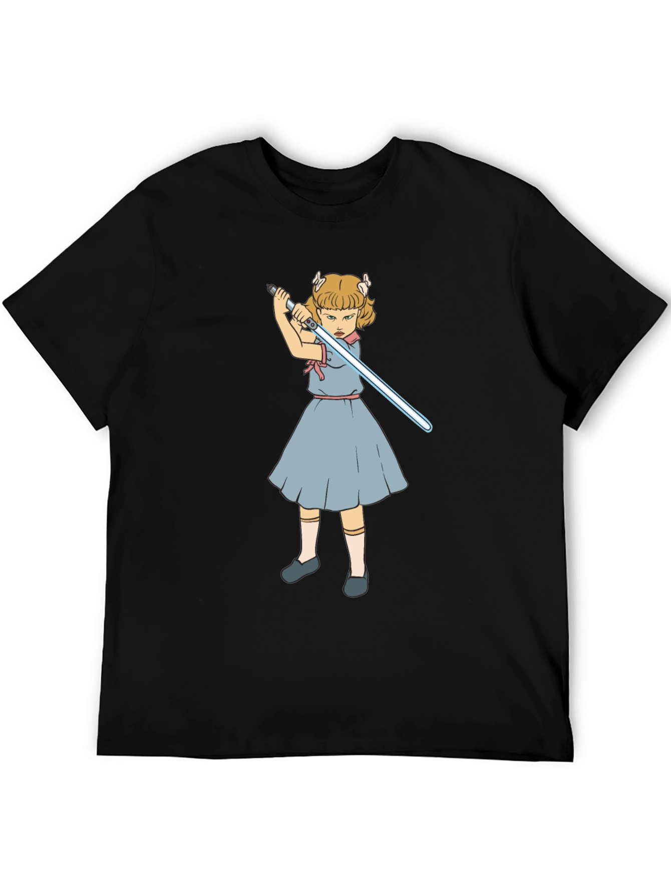 Girl with Lightsaber Black T-Shirt
