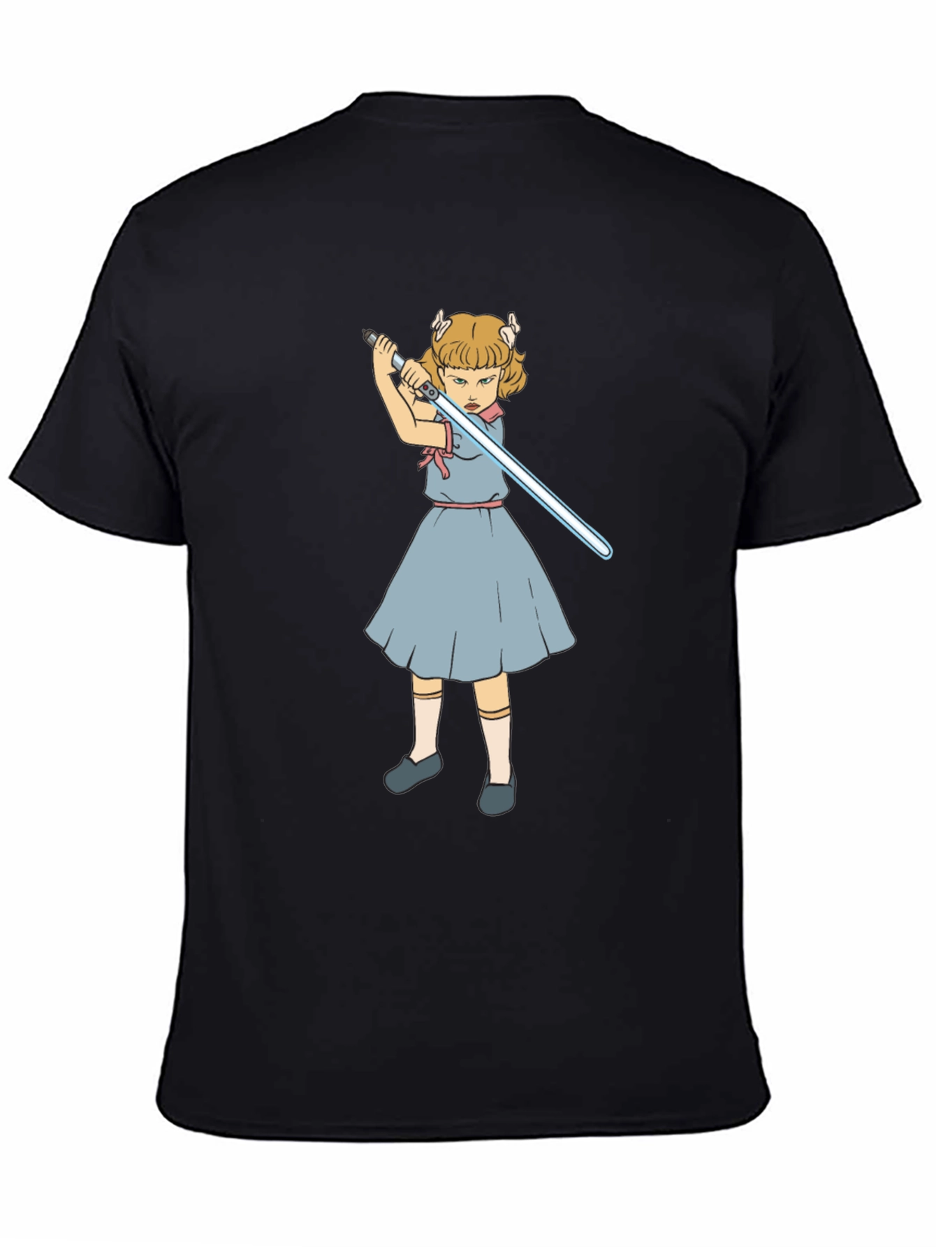 Girl with Lightsaber Black T-Shirt
