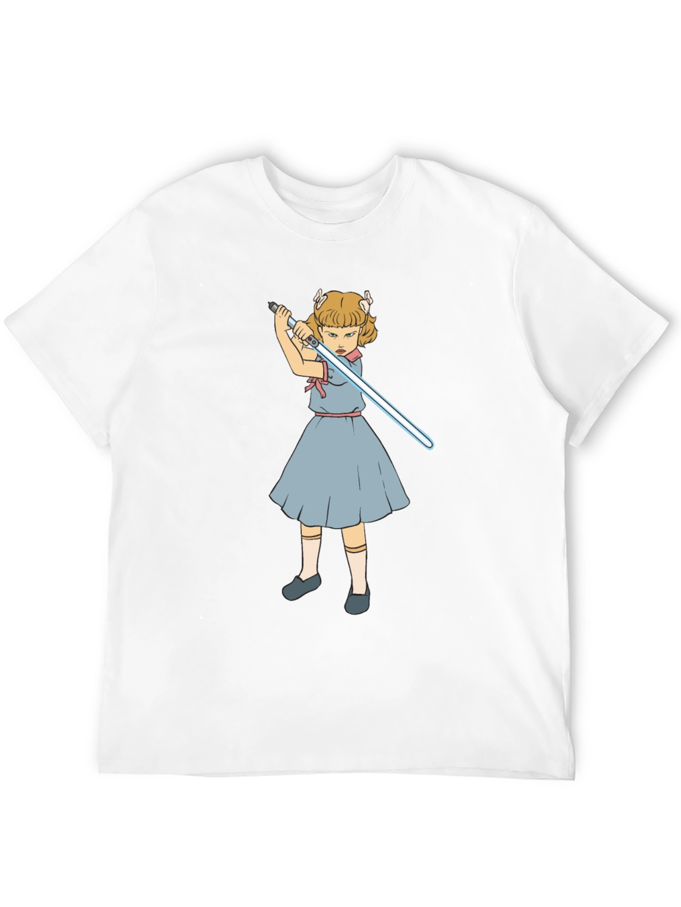 Girl with Lightsaber Black T-Shirt