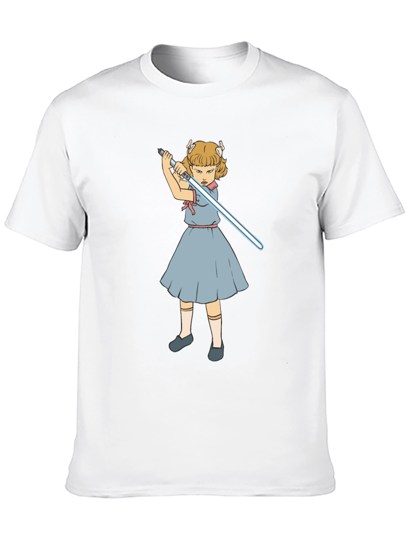 Girl with Lightsaber Black T-Shirt