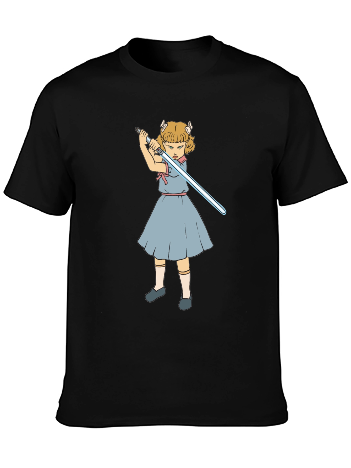 Girl with Lightsaber Black T-Shirt