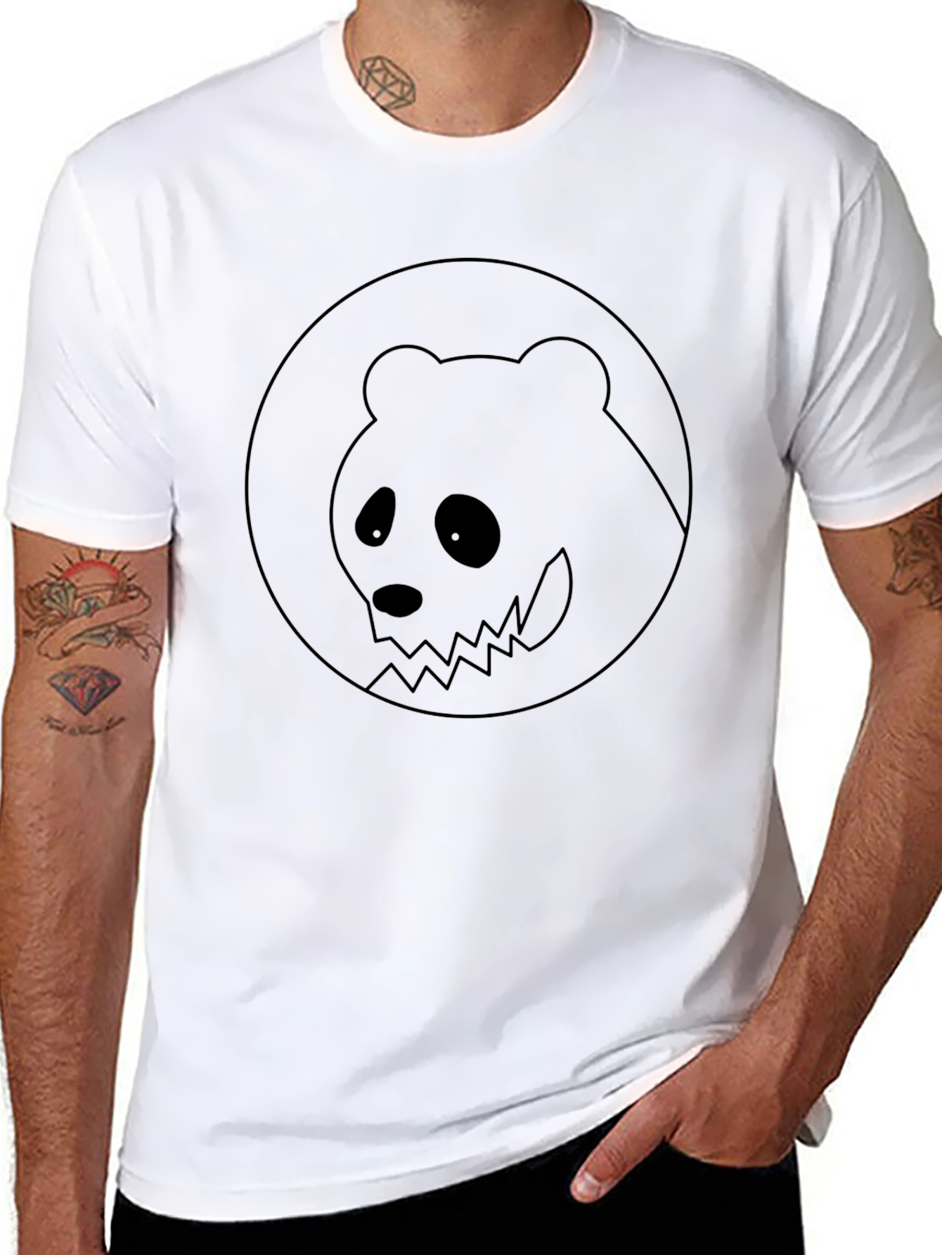Black Graphic Tee - Spooky Panda