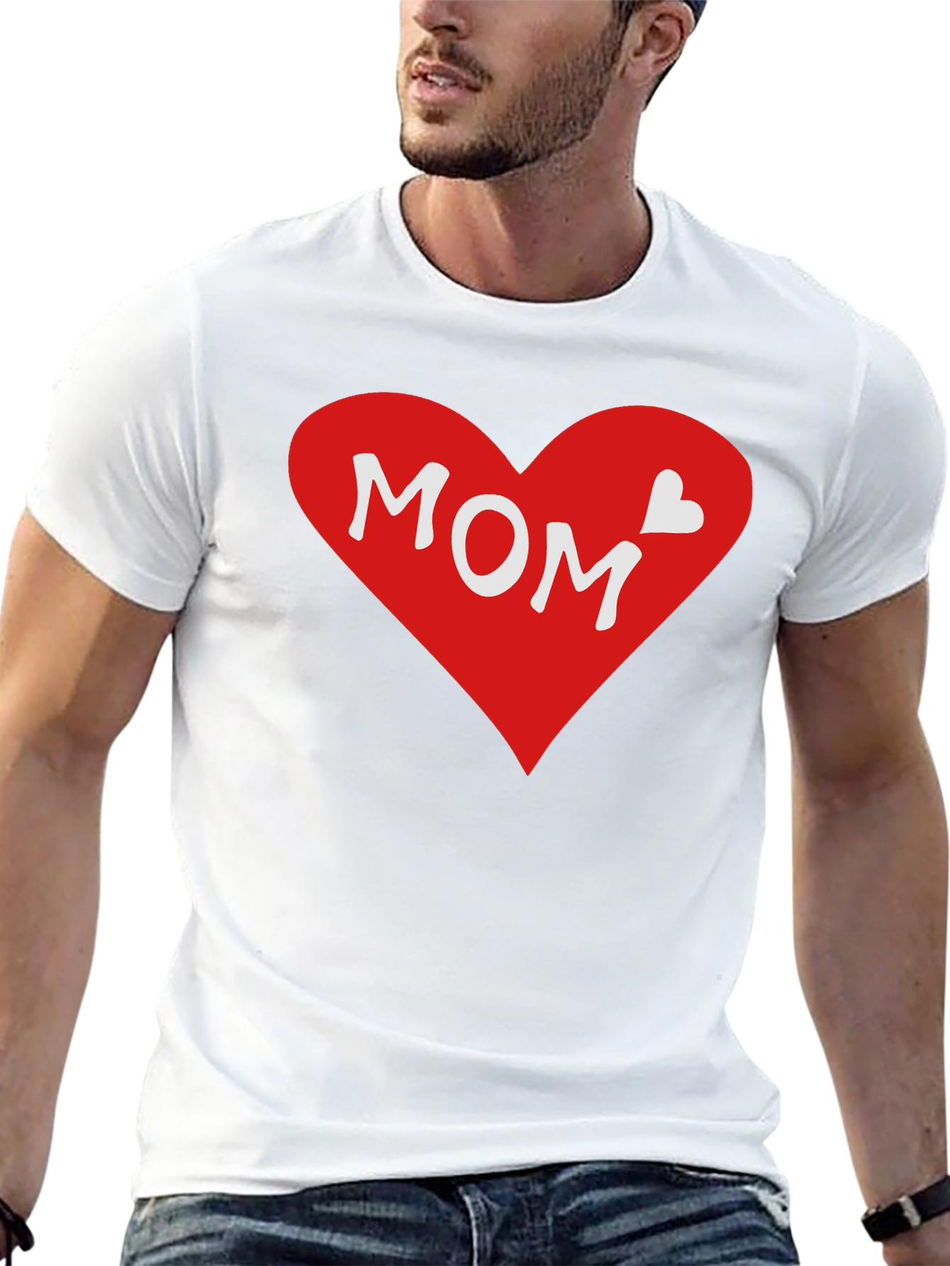 Mom Heart Graphic T-Shirt - Black