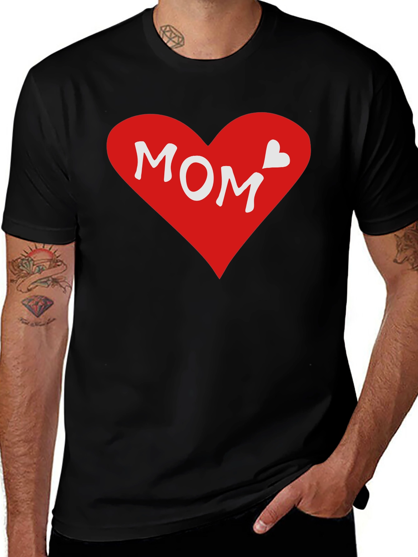 Mom Heart Graphic T-Shirt - Black