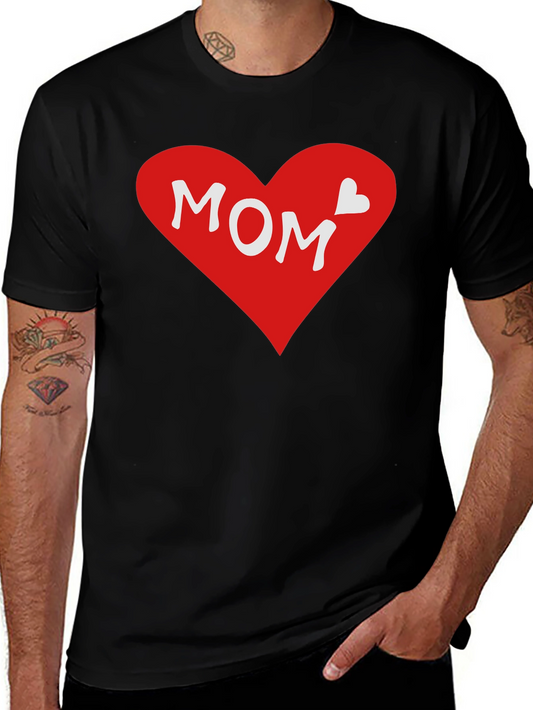 Mom Heart Graphic T-Shirt - Black