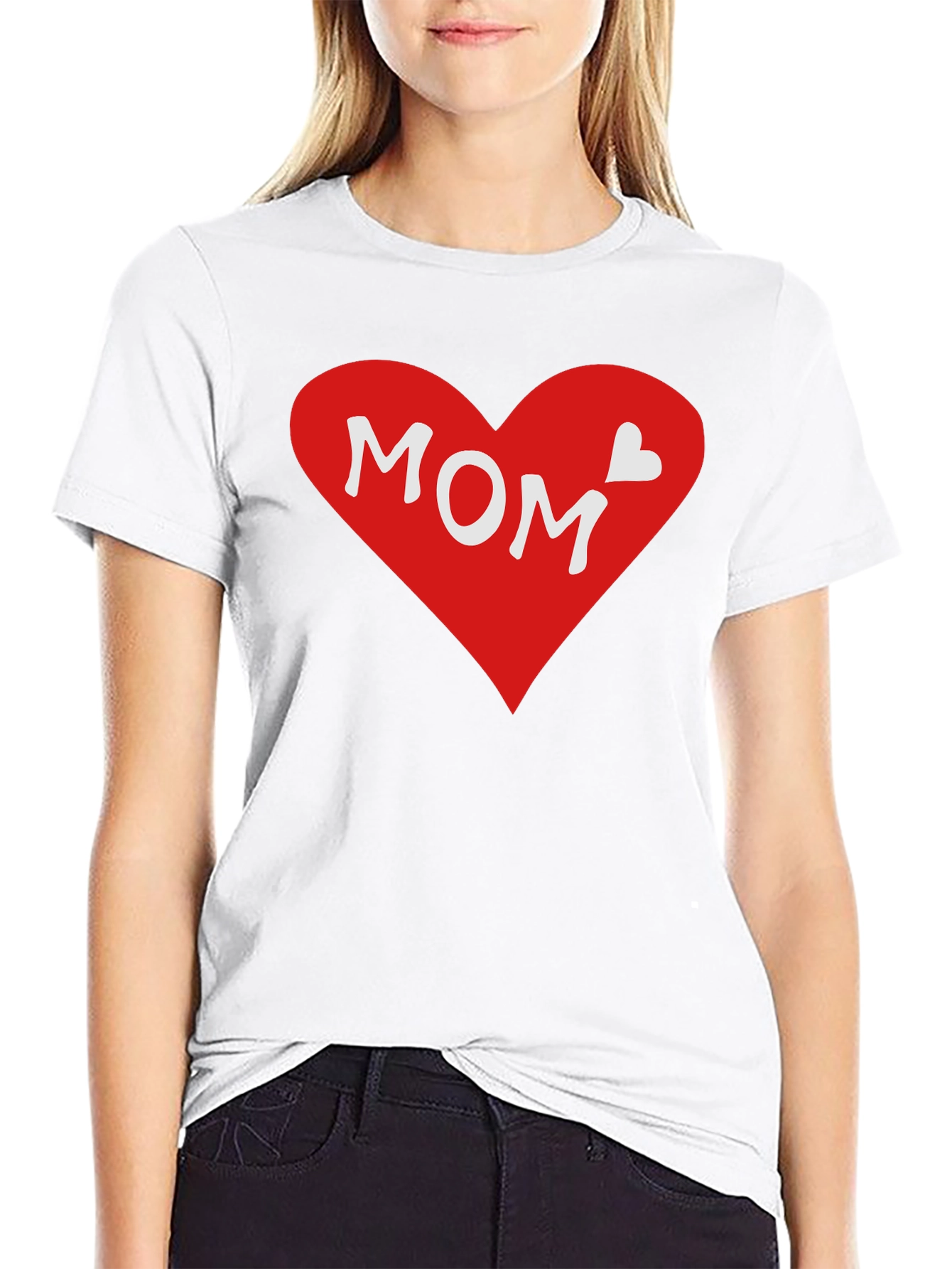 Mom Heart Graphic T-Shirt - Black