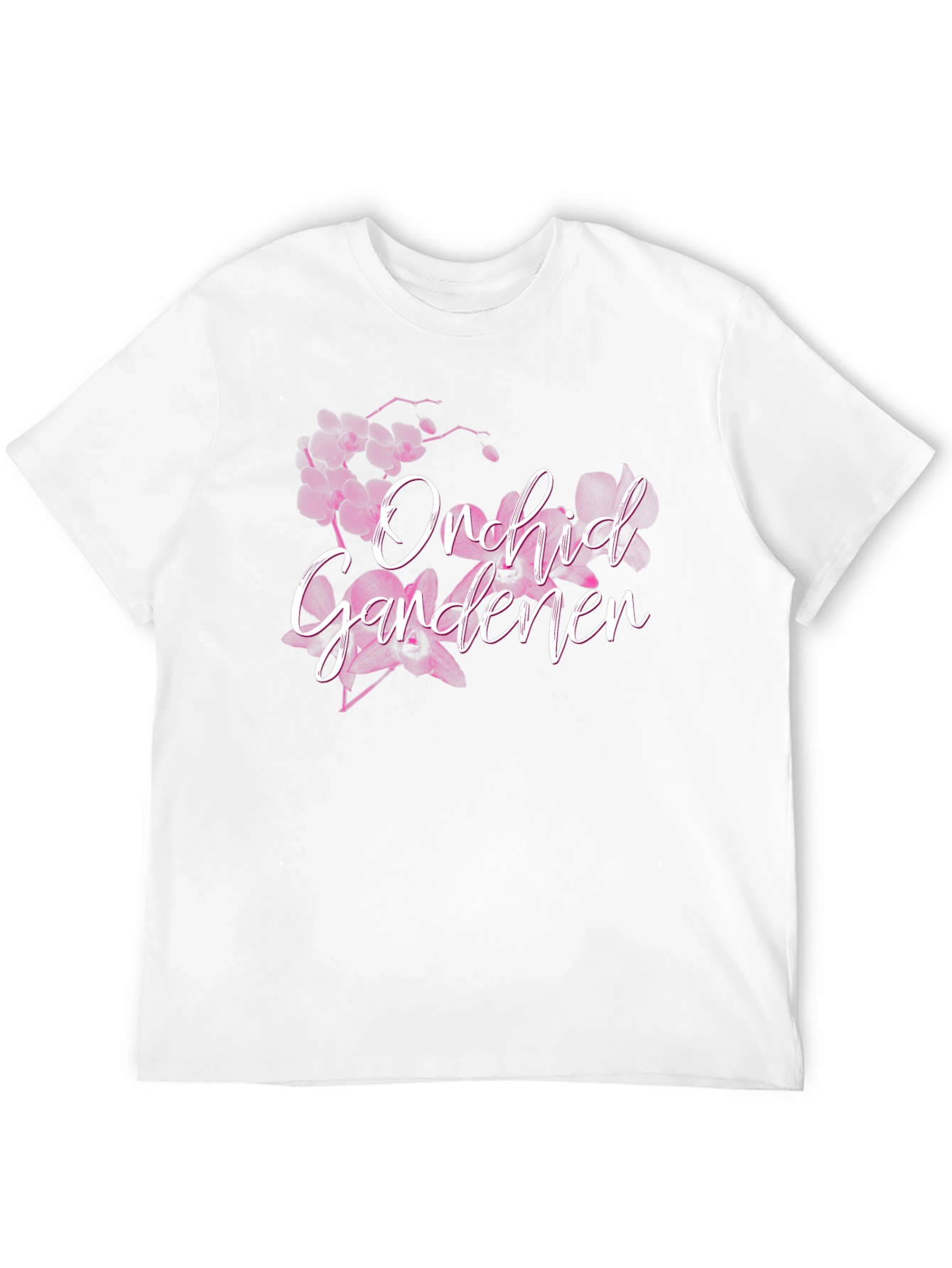 Orchid Gardener Black T-Shirt Floral Design