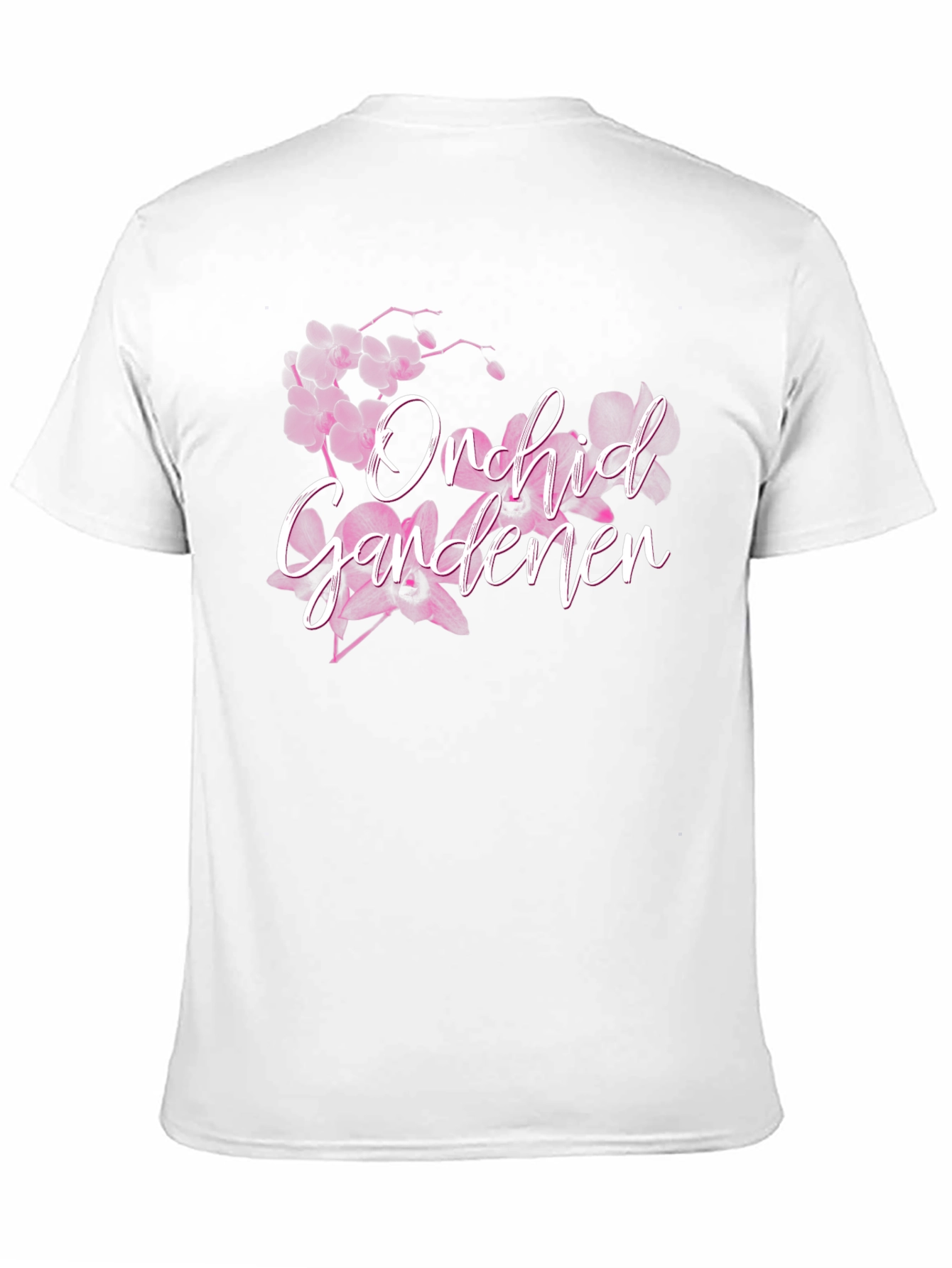 Orchid Gardener Black T-Shirt Floral Design