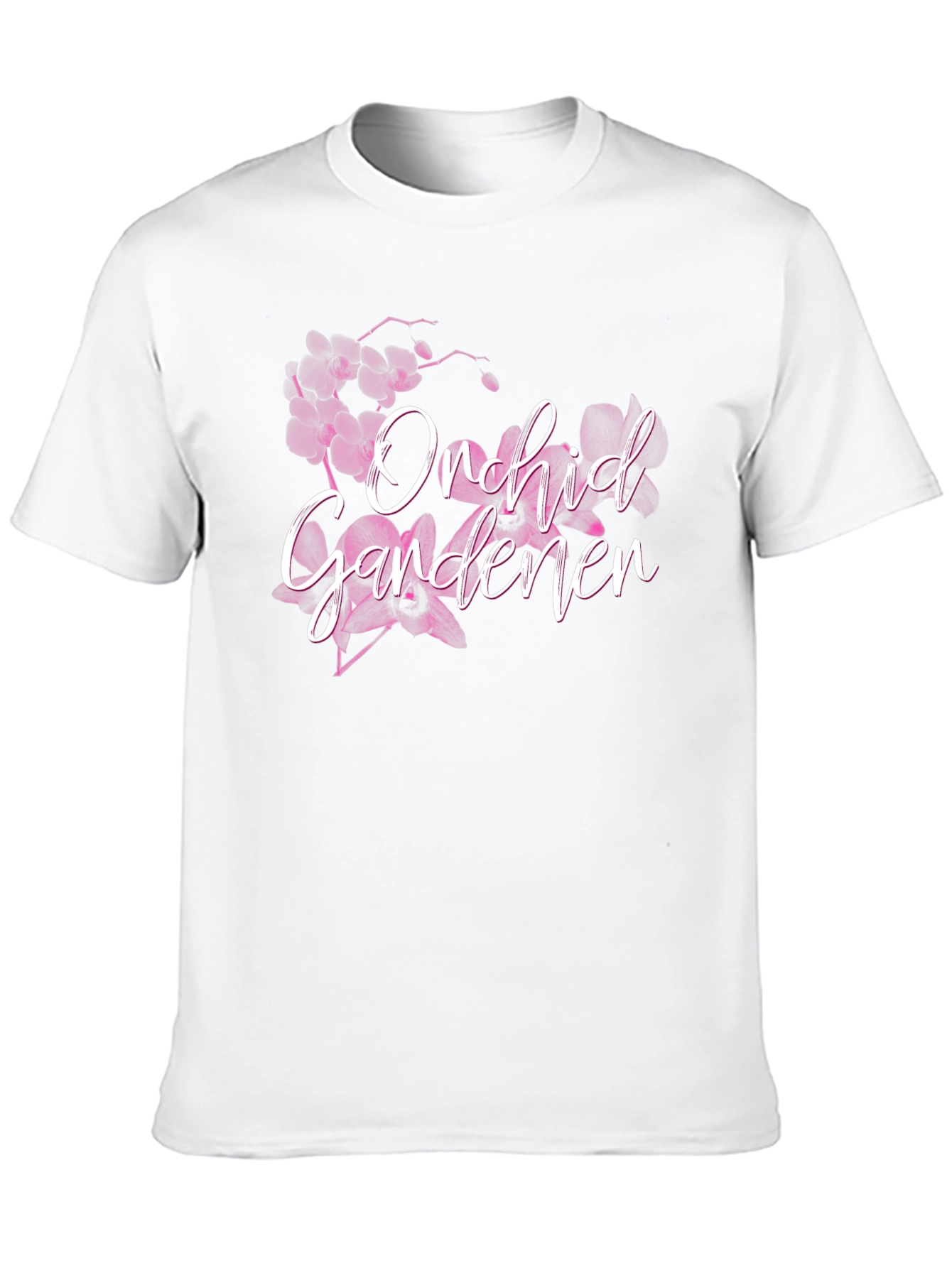 Orchid Gardener Black T-Shirt Floral Design