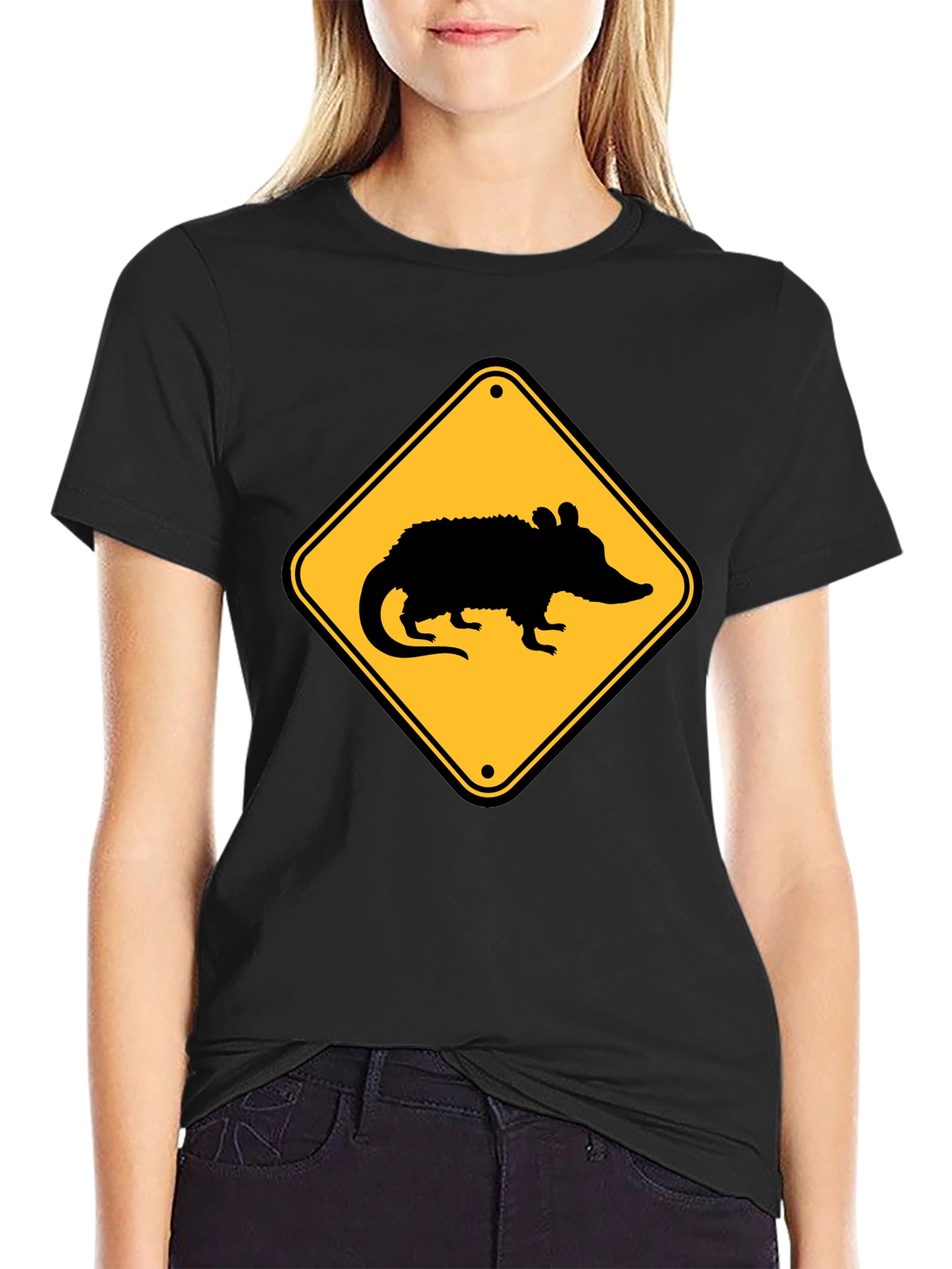 Opossum Crossing T-Shirt - Black