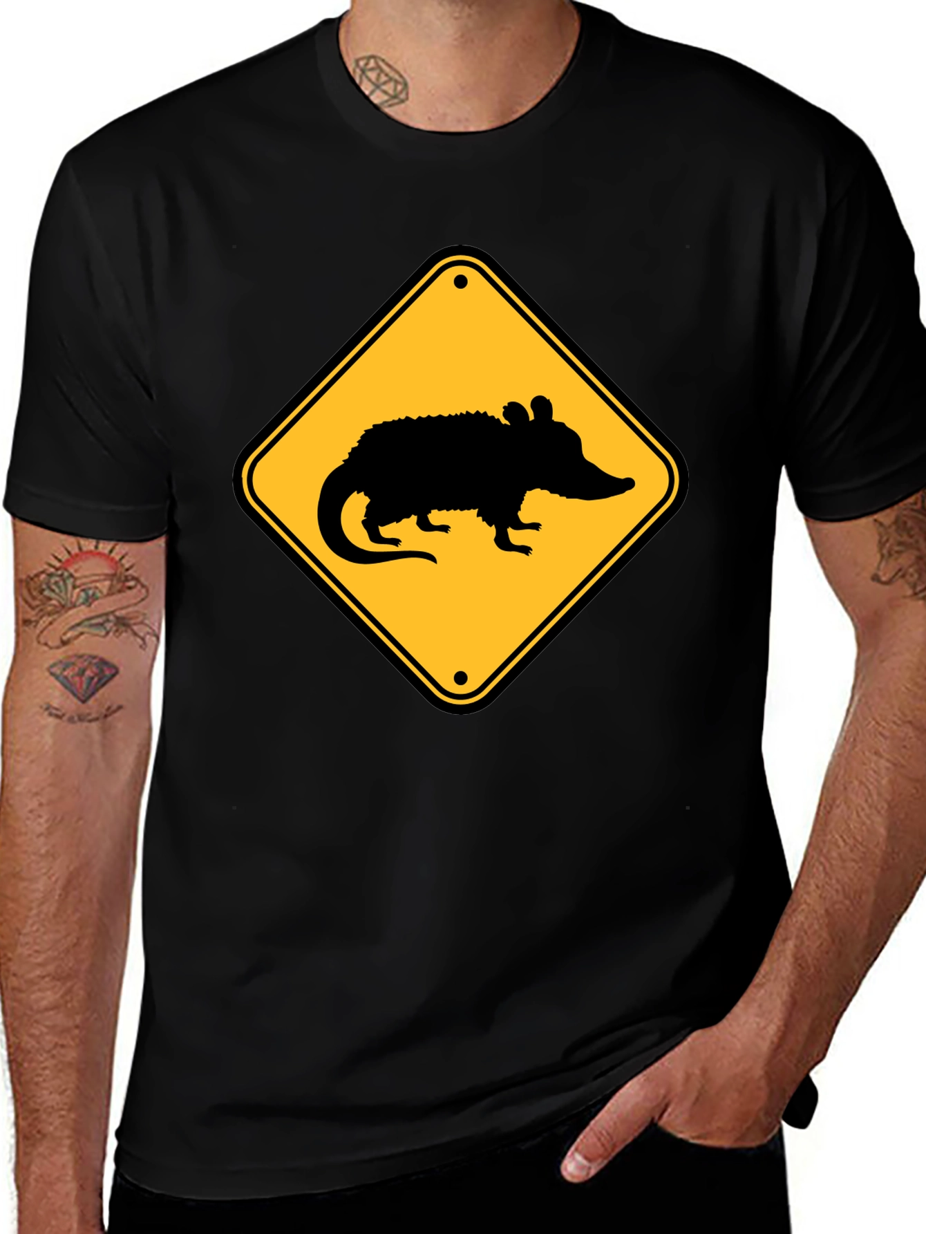 Opossum Crossing T-Shirt - Black