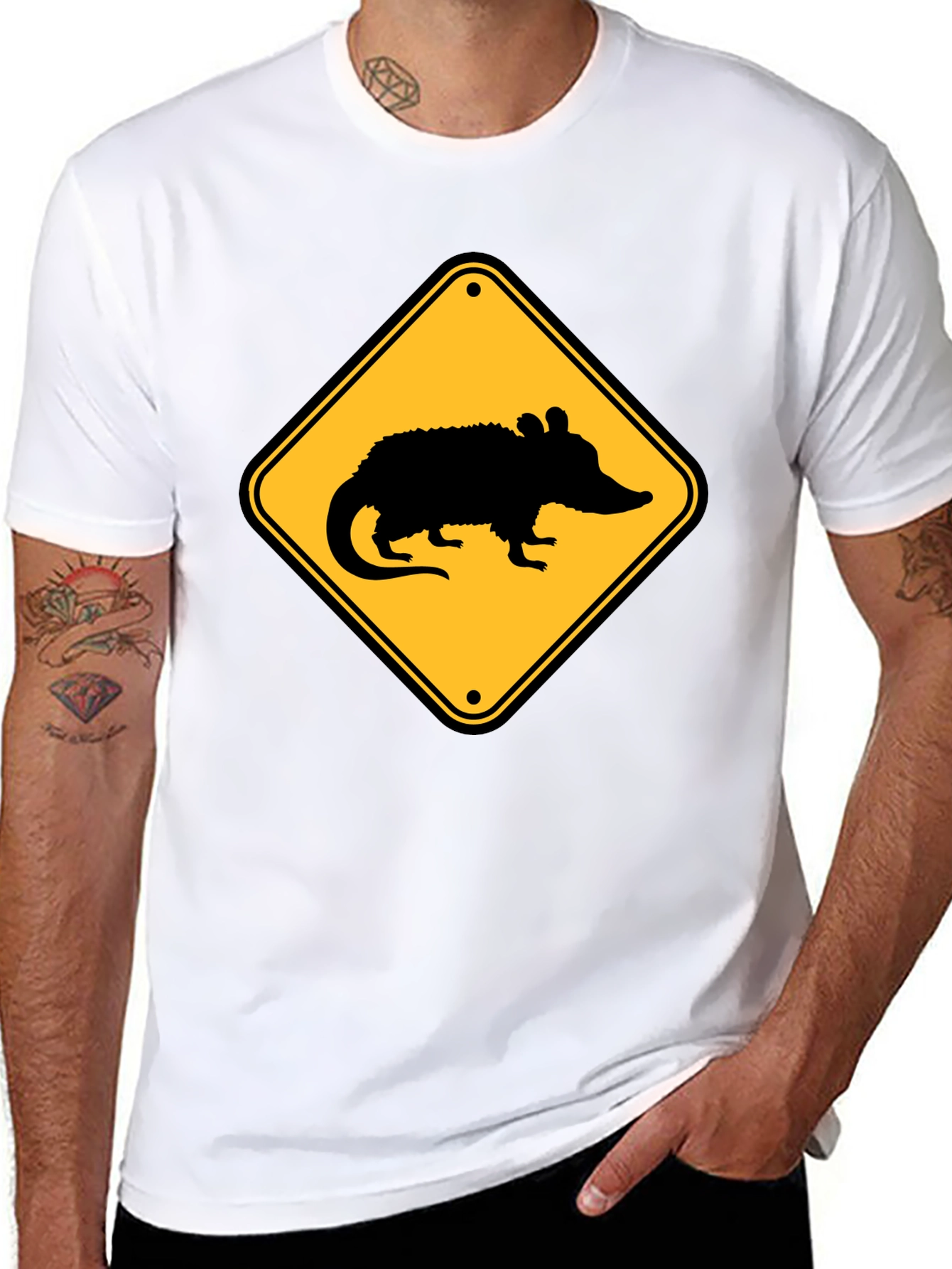 Opossum Crossing T-Shirt - Black