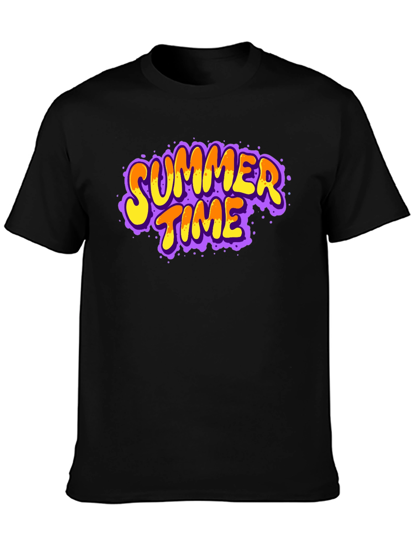 Summer Time Graphic Print Black T-Shirt