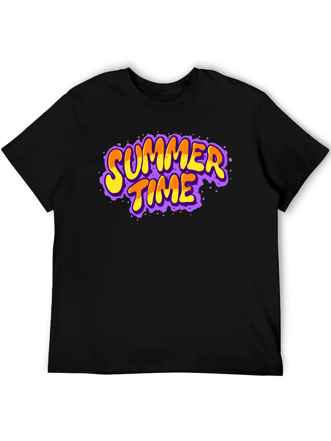 Summer Time Graphic Print Black T-Shirt