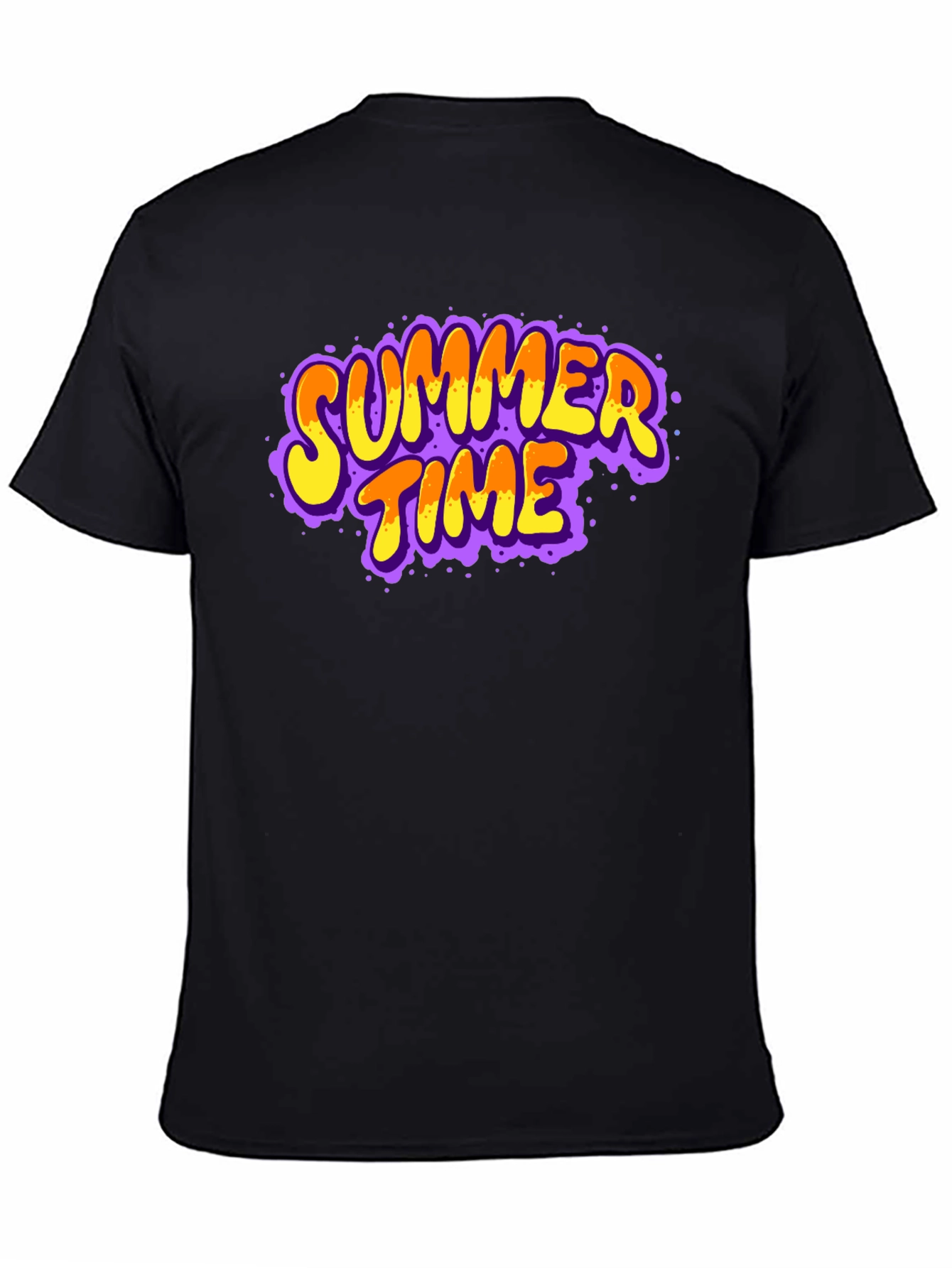 Summer Time Graphic Print Black T-Shirt