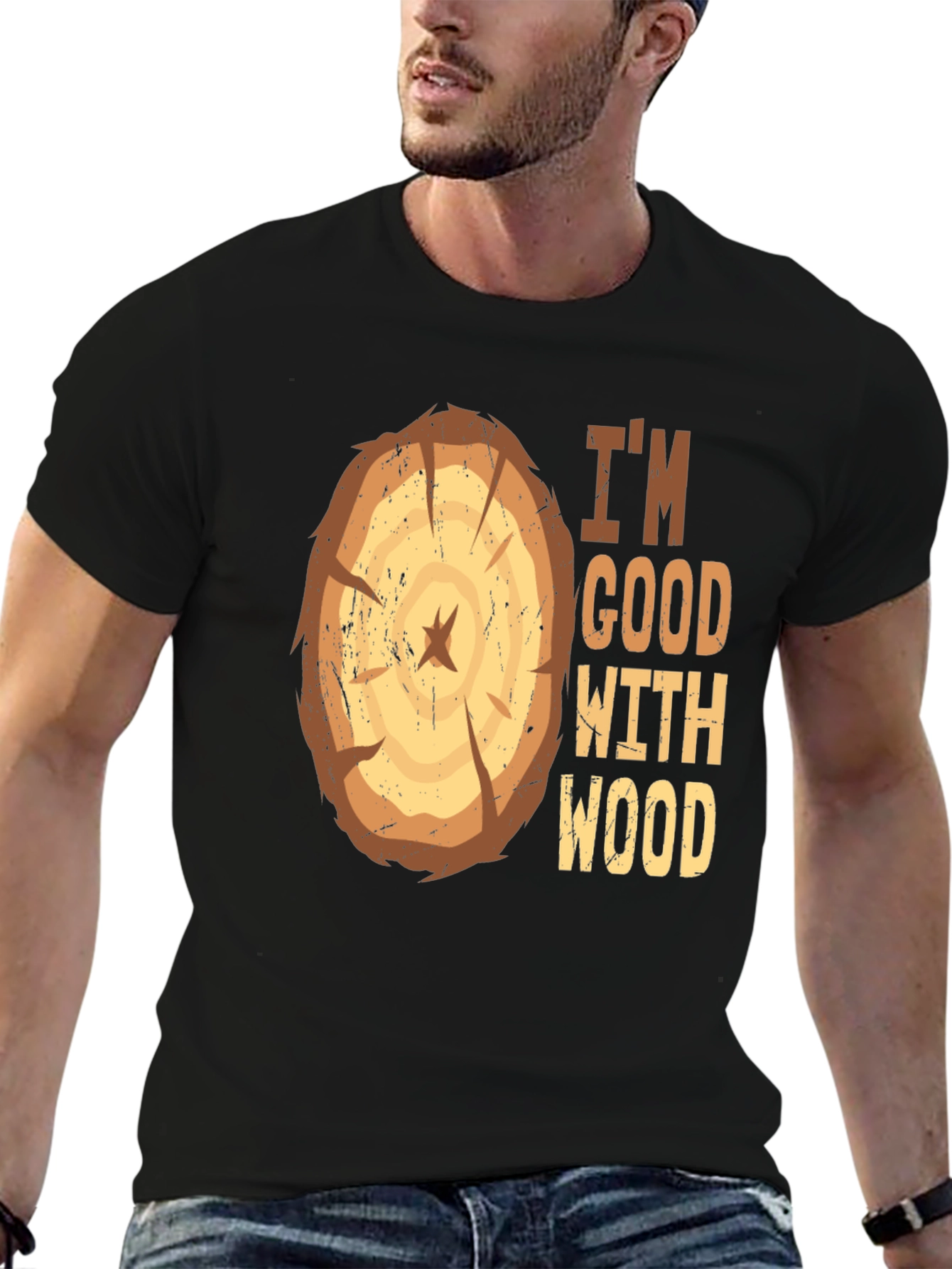 Im Good With Wood Funny Carpenter Graphic Tee