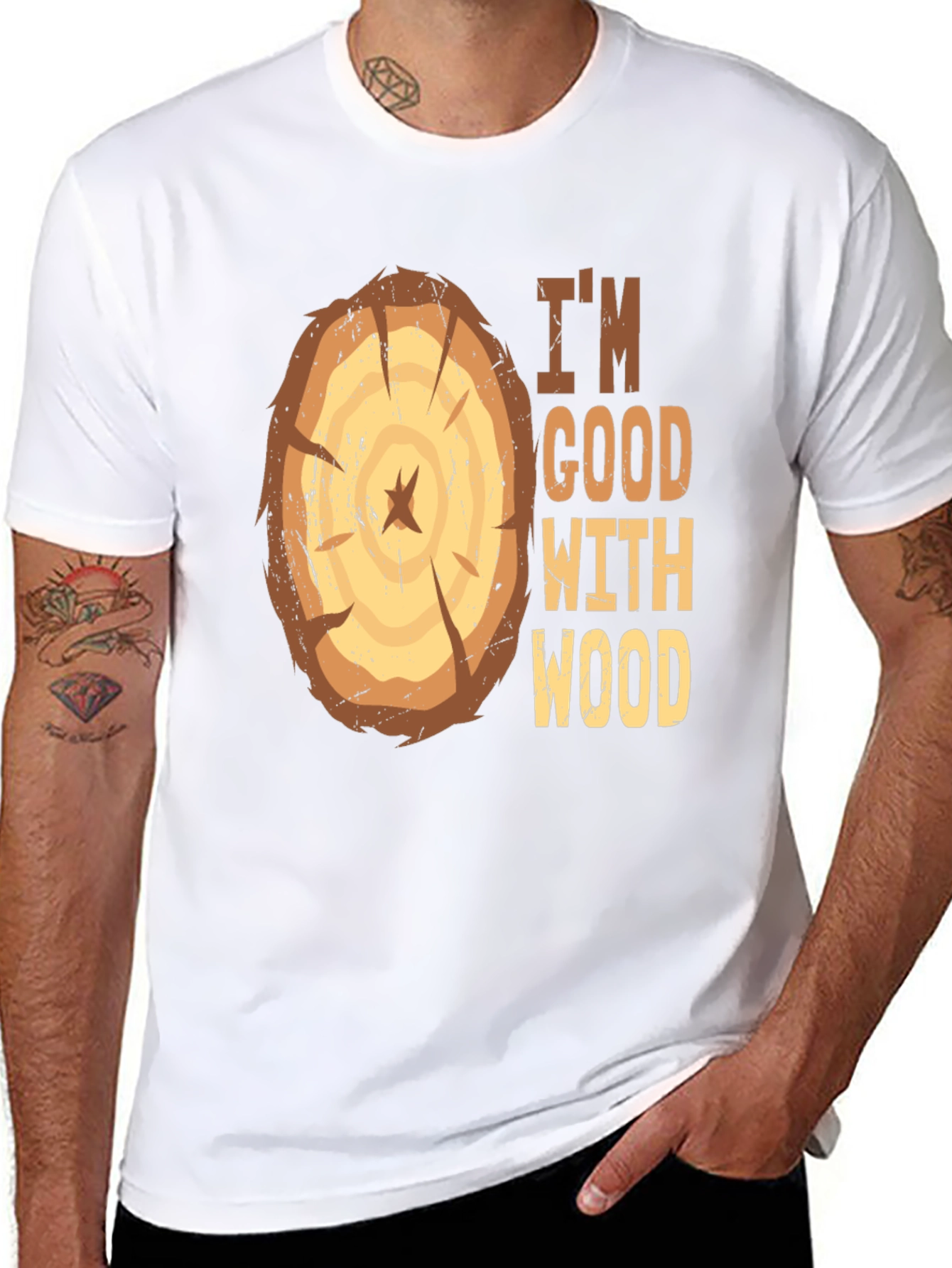 Im Good With Wood Funny Carpenter Graphic Tee