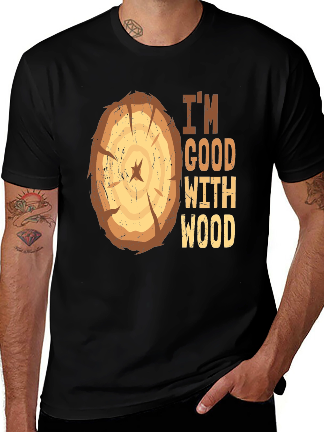 Im Good With Wood Funny Carpenter Graphic Tee