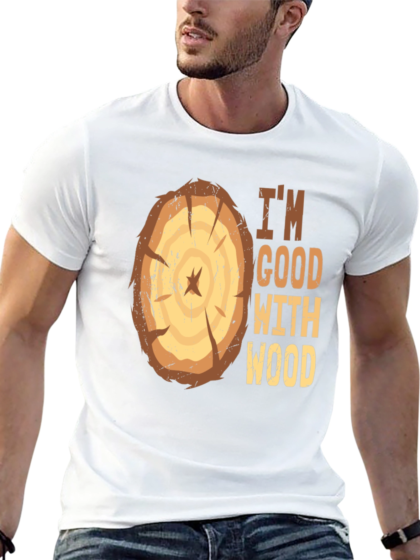 Im Good With Wood Funny Carpenter Graphic Tee