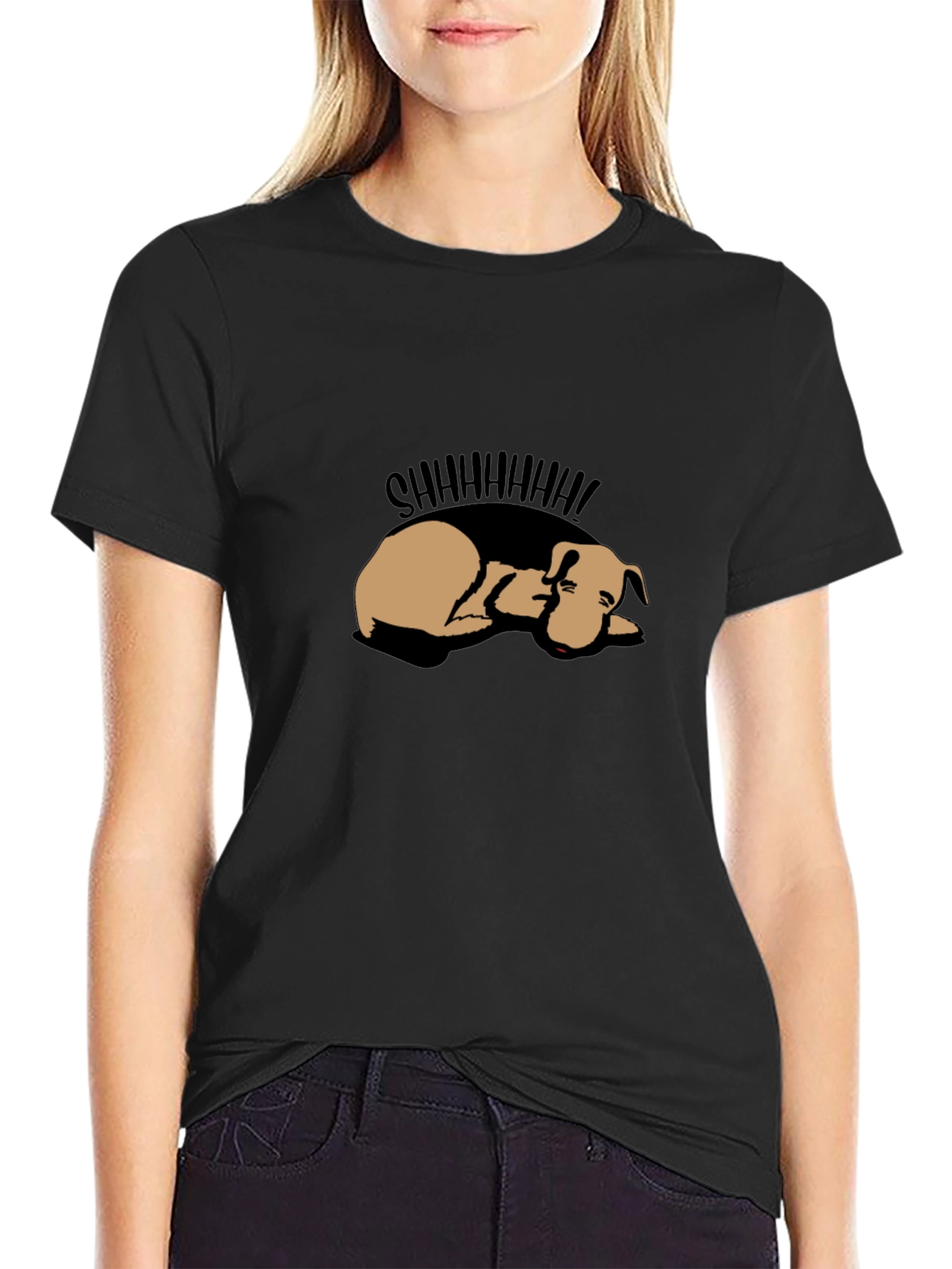 Shhh! Sleeping Dog Graphic Tee - Black