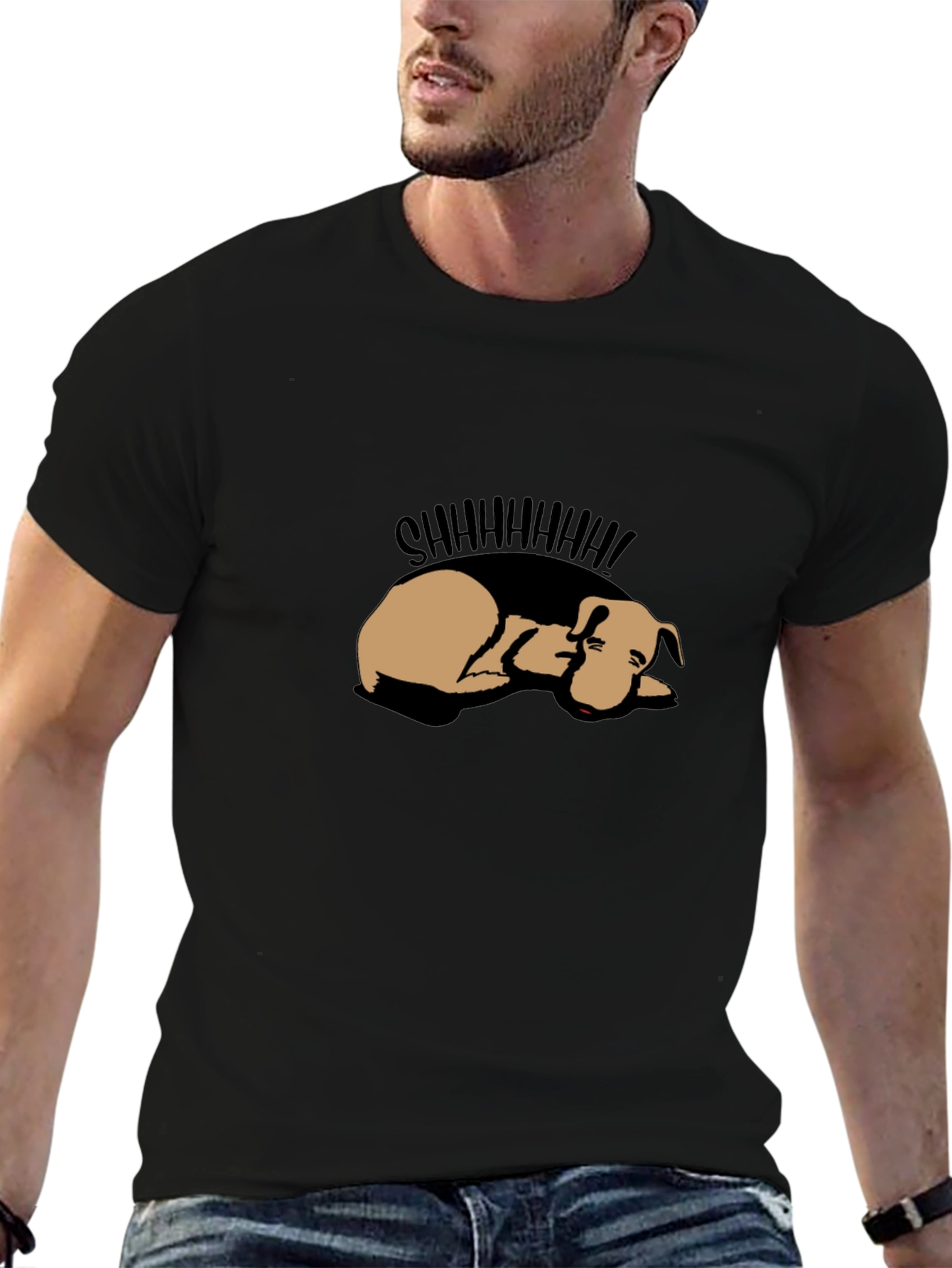 Shhh! Sleeping Dog Graphic Tee - Black