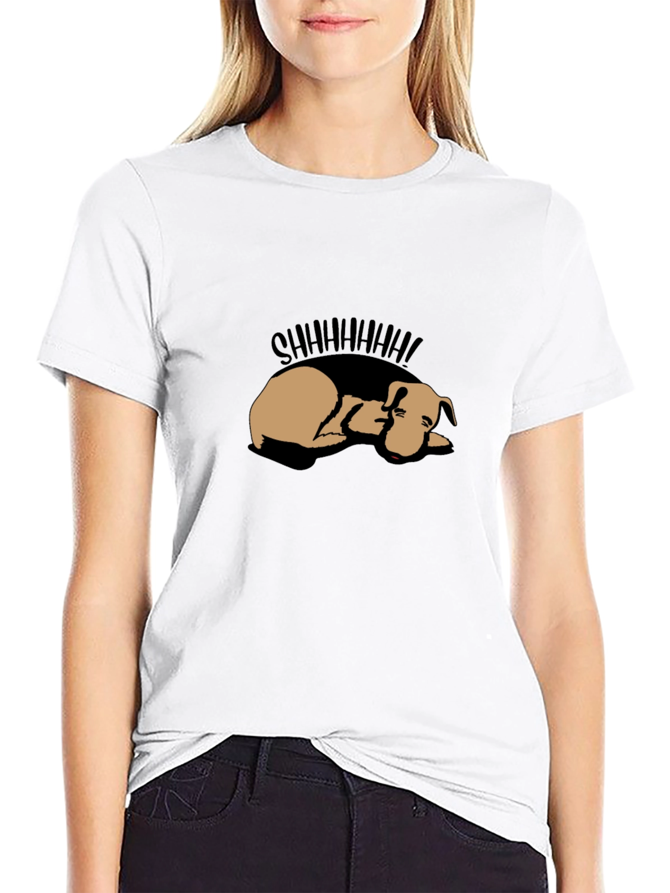 Shhh! Sleeping Dog Graphic Tee - Black