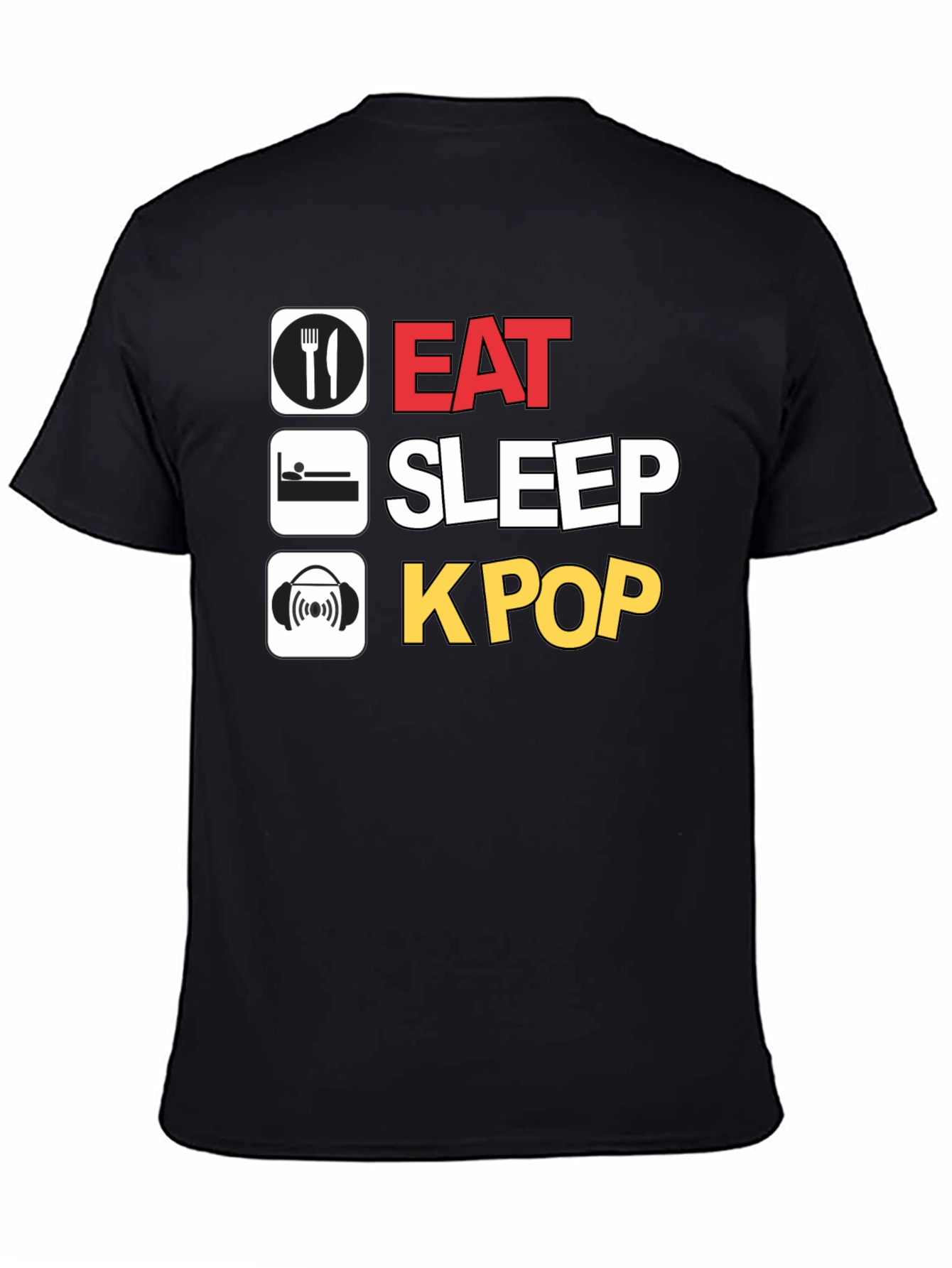 Eat Sleep K-Pop Black T-Shirt