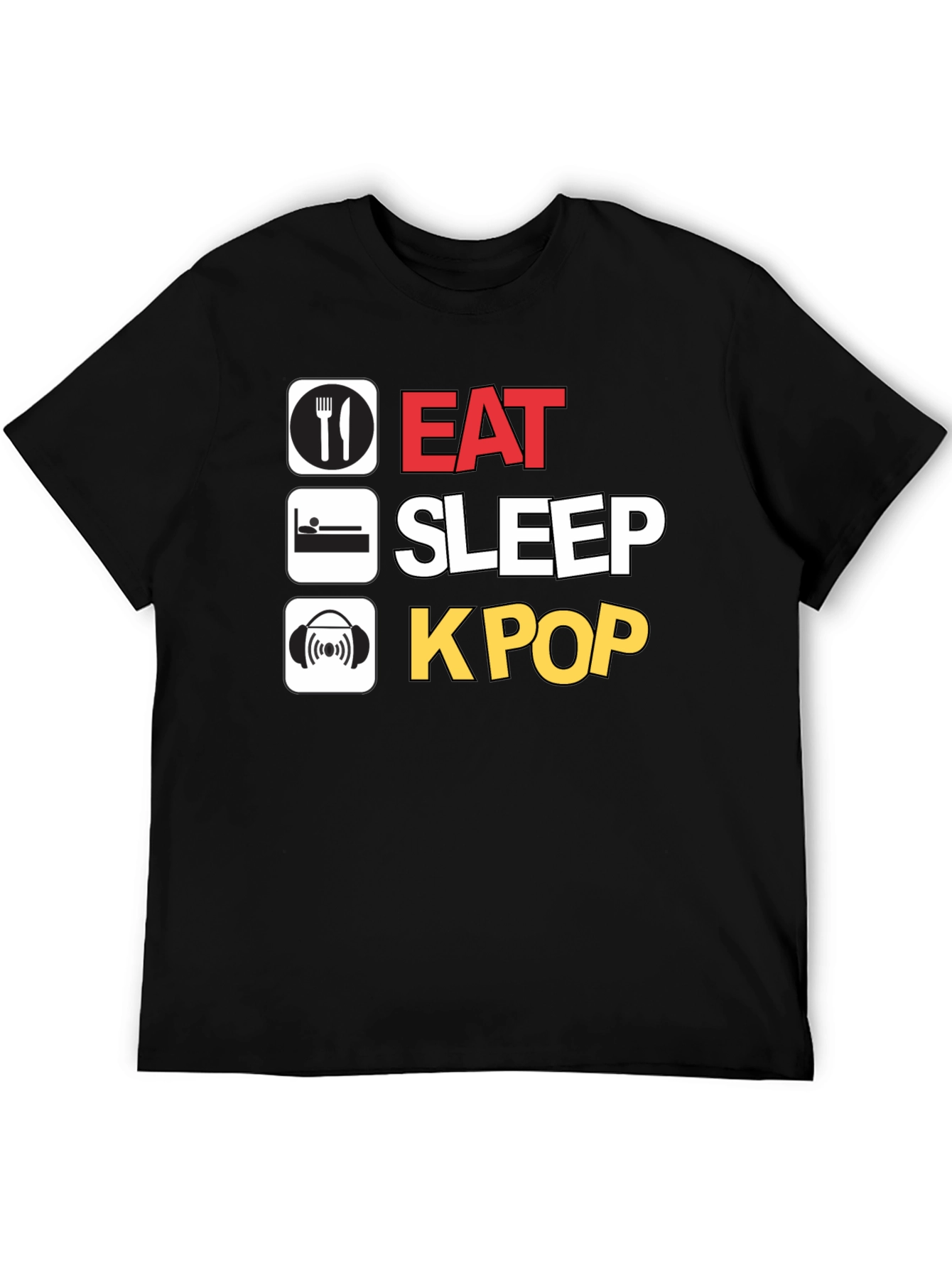 Eat Sleep K-Pop Black T-Shirt