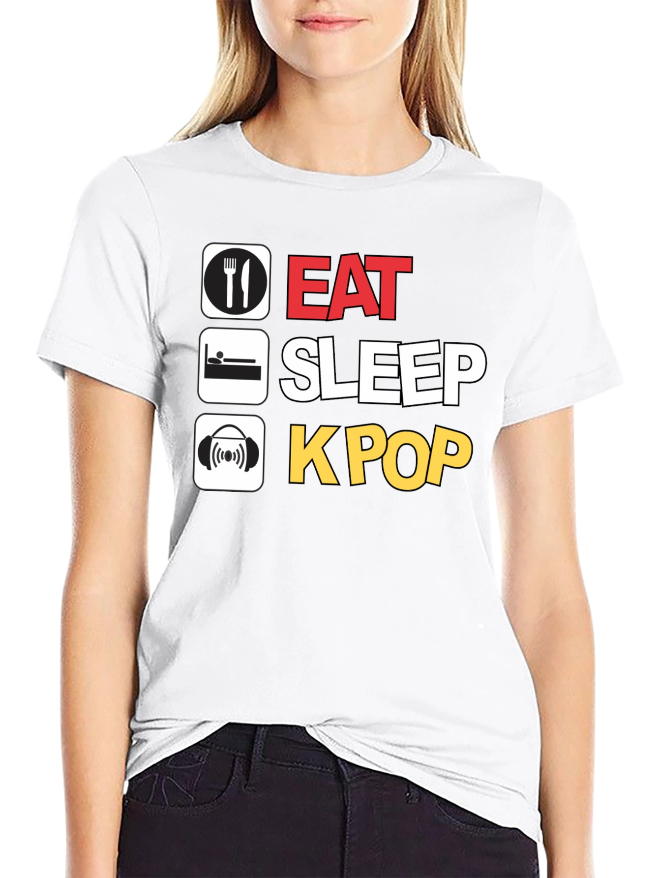 Eat Sleep K-Pop Black T-Shirt