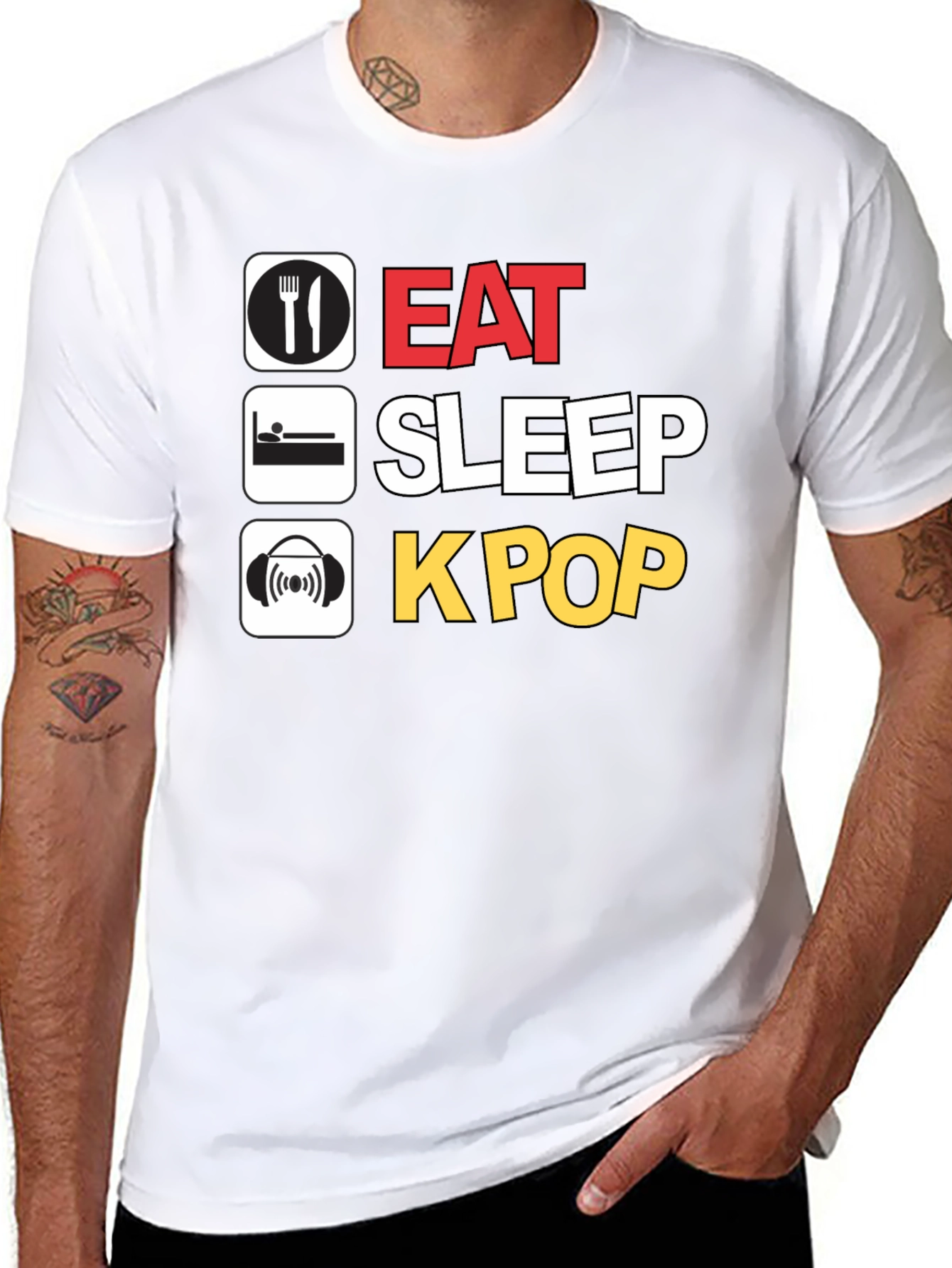 Eat Sleep K-Pop Black T-Shirt