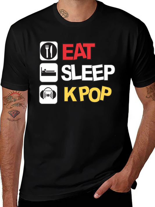 Eat Sleep K-Pop Black T-Shirt