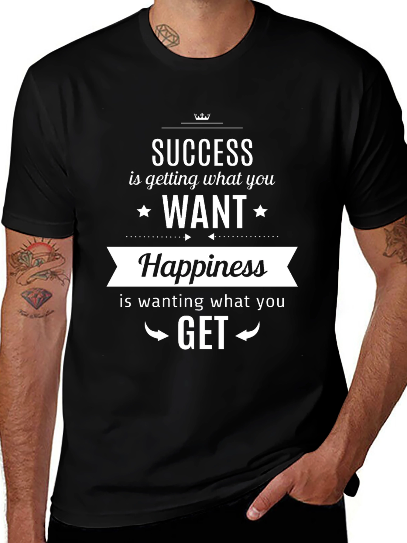 Success & Happiness Graphic Print Tee - Black
