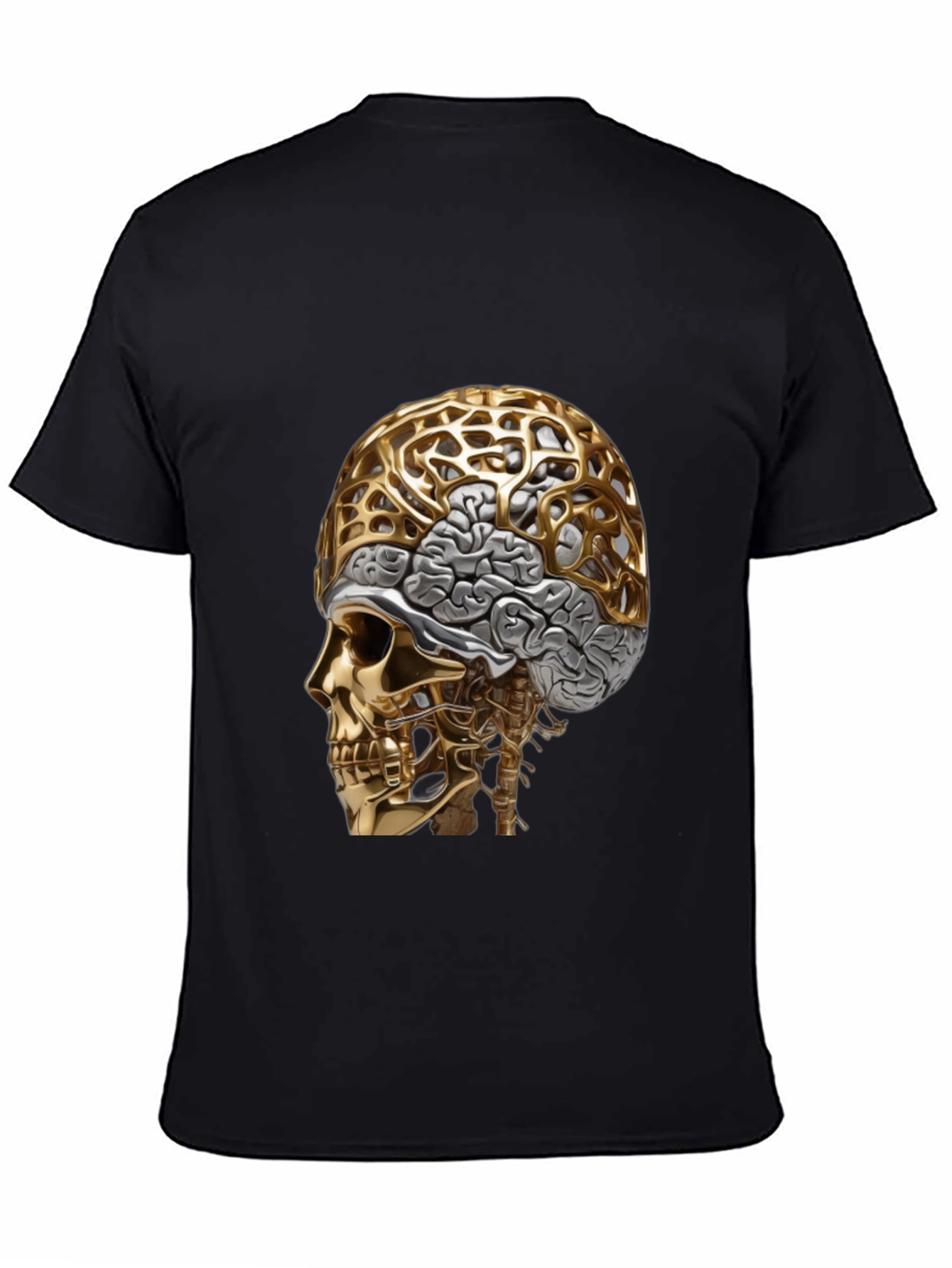 Golden Skull & Brain Graphic Tee