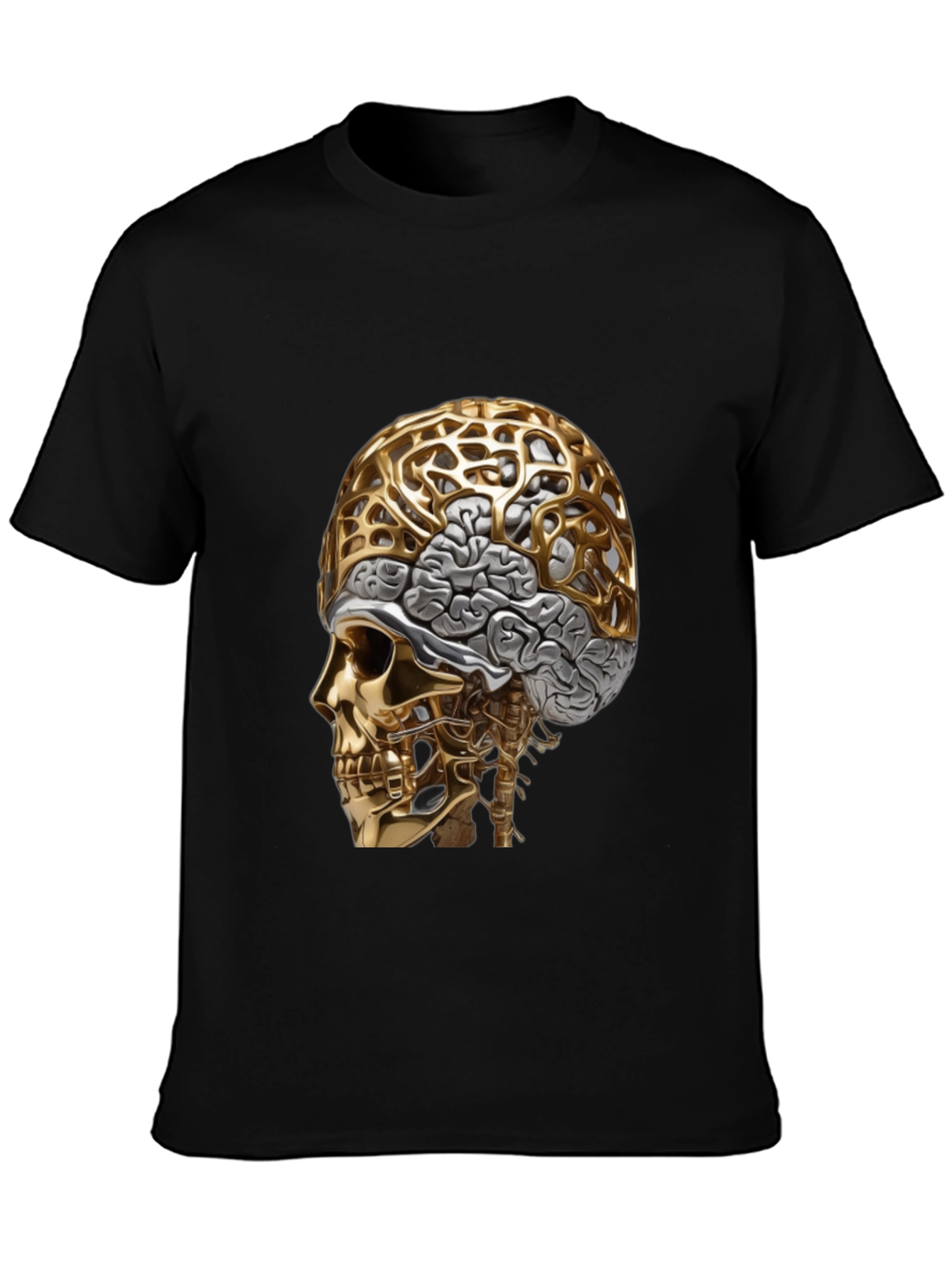 Golden Skull & Brain Graphic Tee