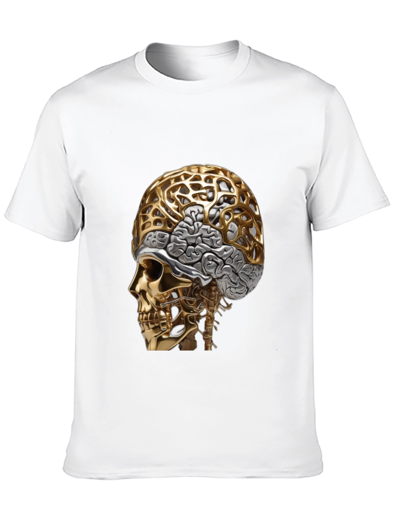 Golden Skull & Brain Graphic Tee