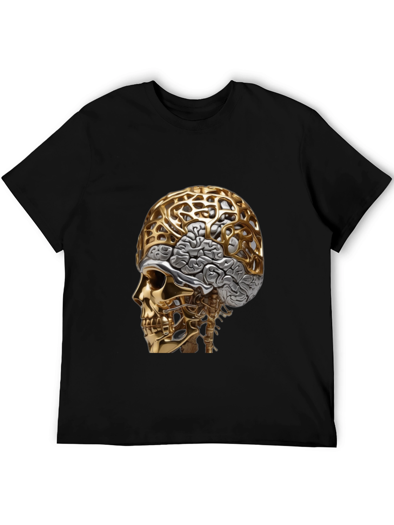 Golden Skull & Brain Graphic Tee