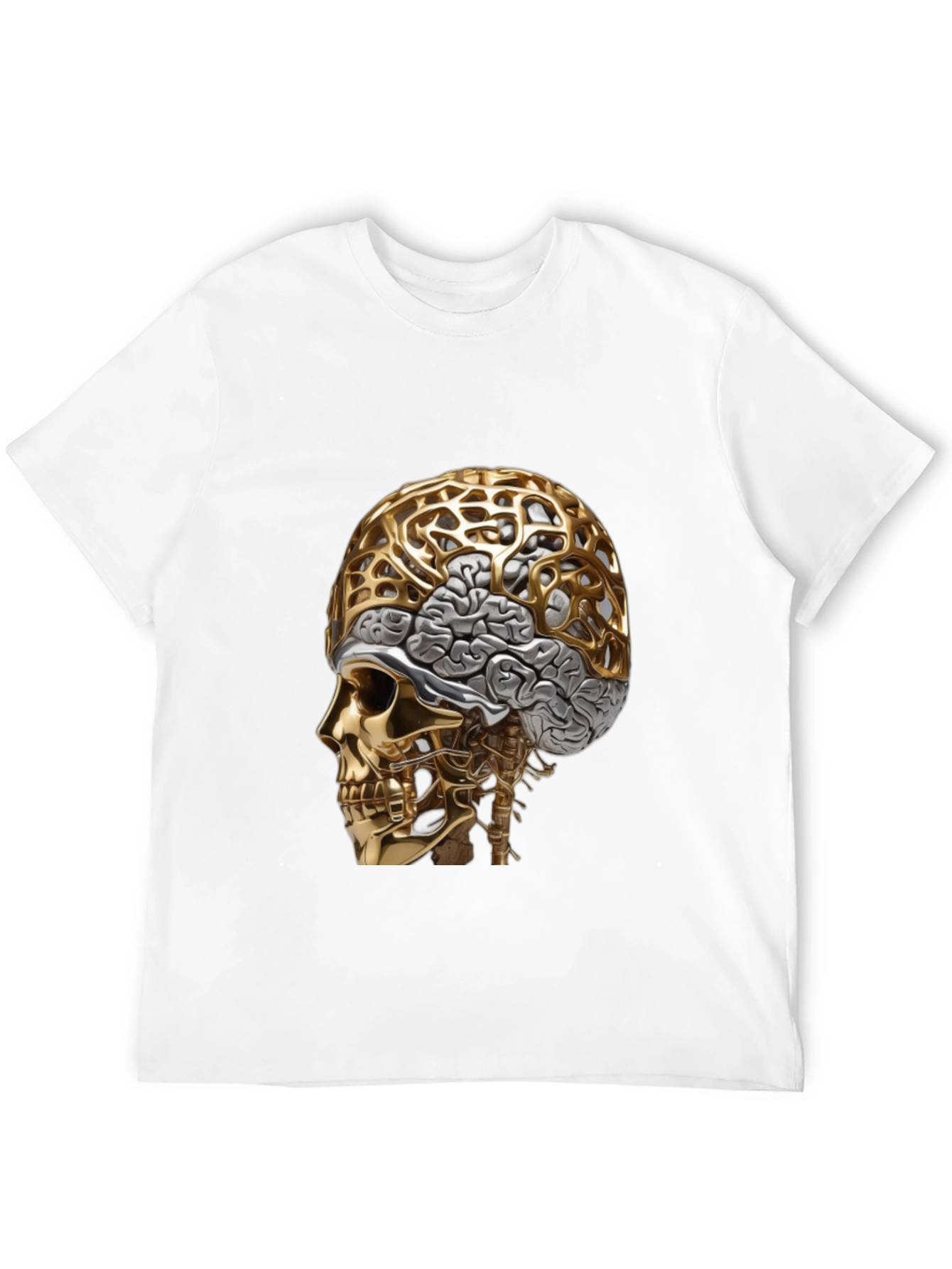 Golden Skull & Brain Graphic Tee