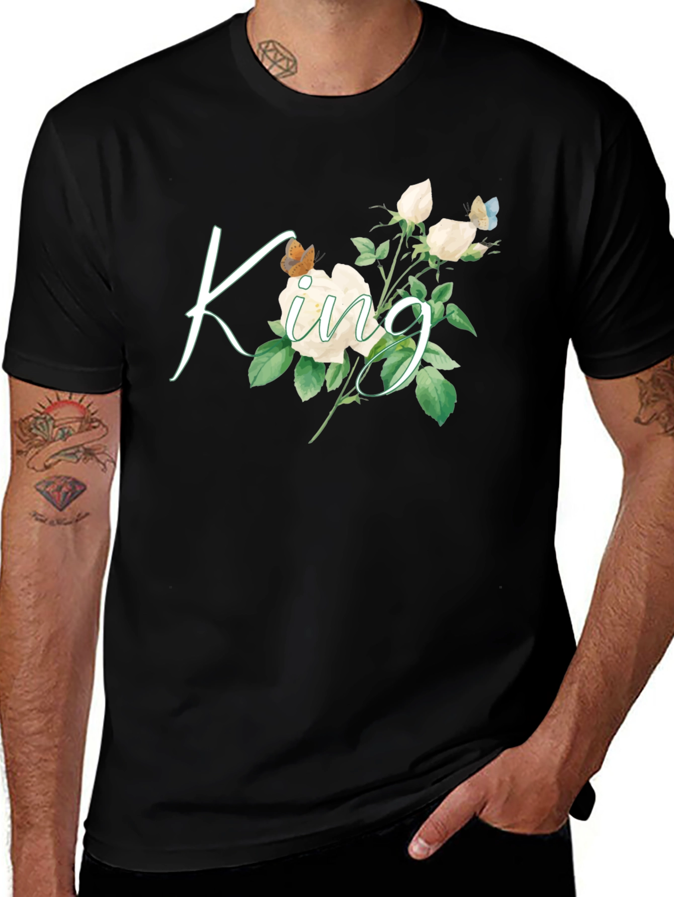 Floral King Graphic Tee - Black