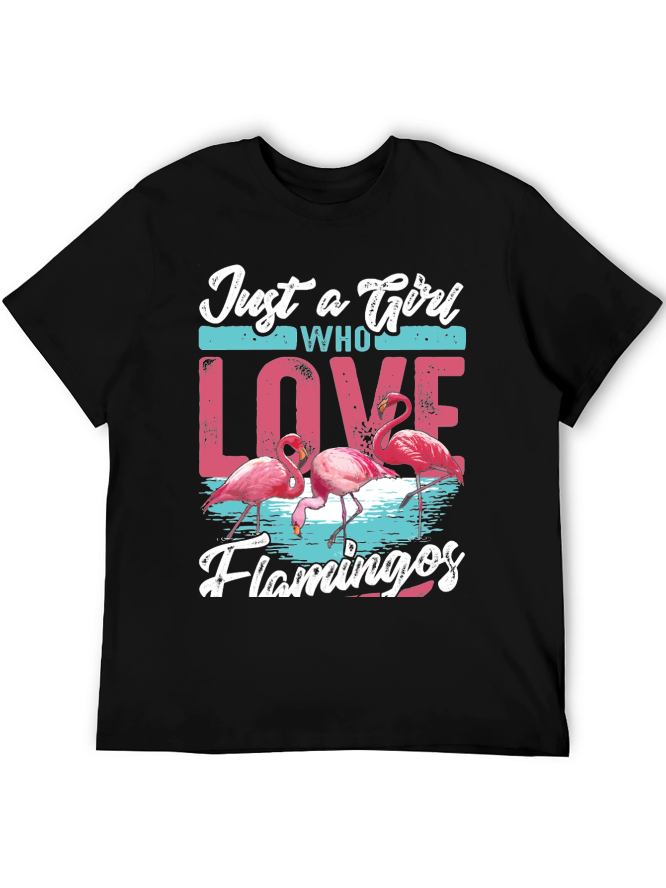 Just A Girl Who Loves Flamingos Black T-Shirt